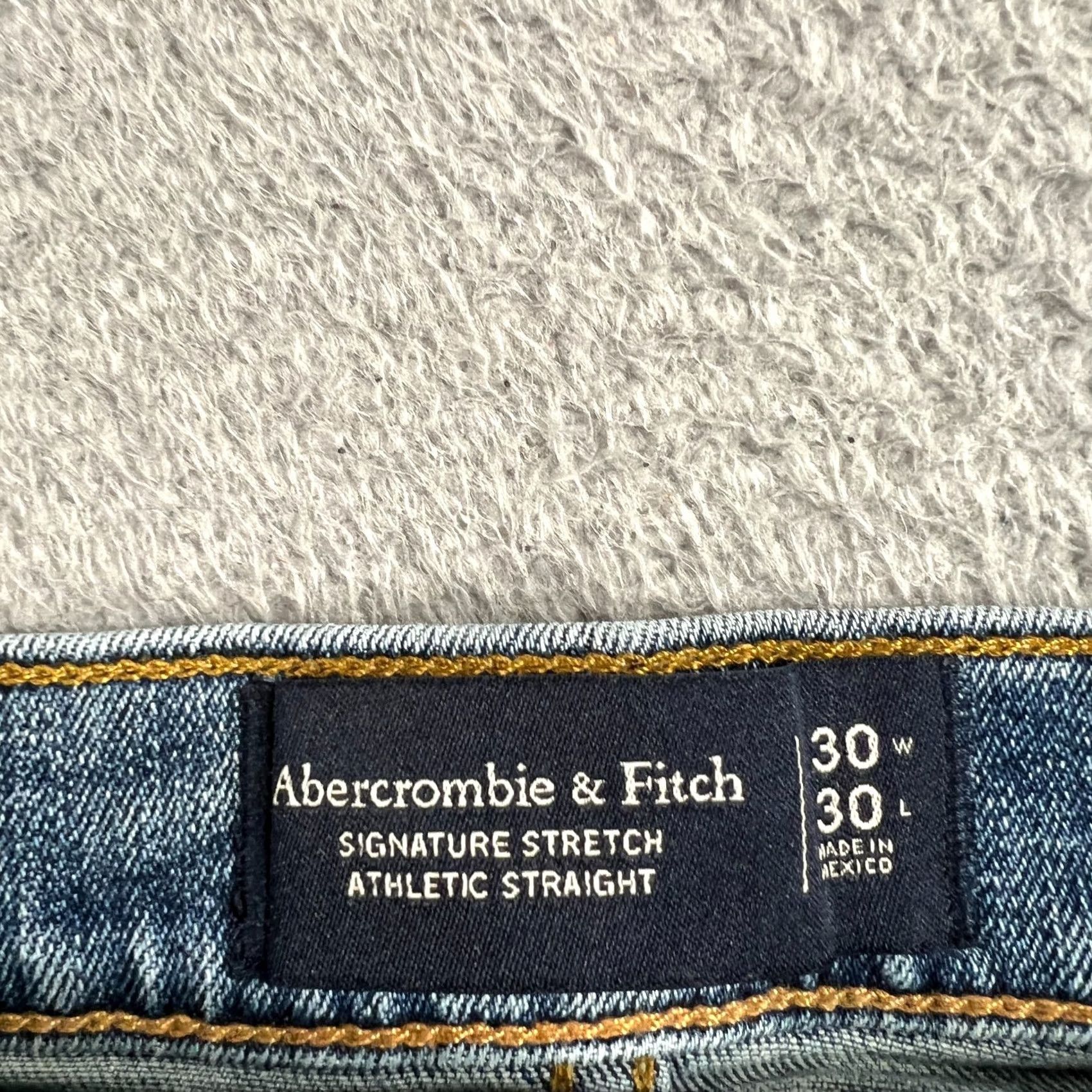 Abercrombie & Fitch Abercrombie & Fitch Jeans Athletic Straight Mens 32x28 Tag 30x30 Logo Stretch Denim Blue 5-Pocket Signature Stretch Modern Classic Mens Size US 30 / EU 46 - 7 Thumbnail