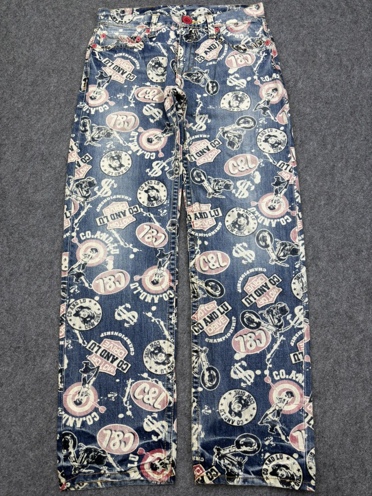 Designer Co&Lu Japan Dope Sick Full Print Denim F750 Size US 31 - 17 Thumbnail