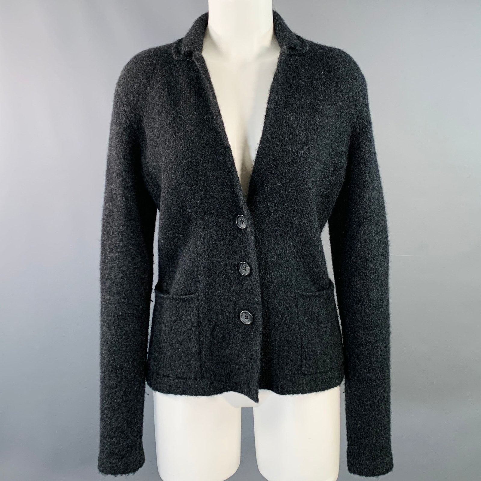 James Perse JAMES PERSE Grey Charcoal Merino Wool Knit Jacket Blazer Size M / US 6-8 / IT 42-44 - 1 Thumbnail