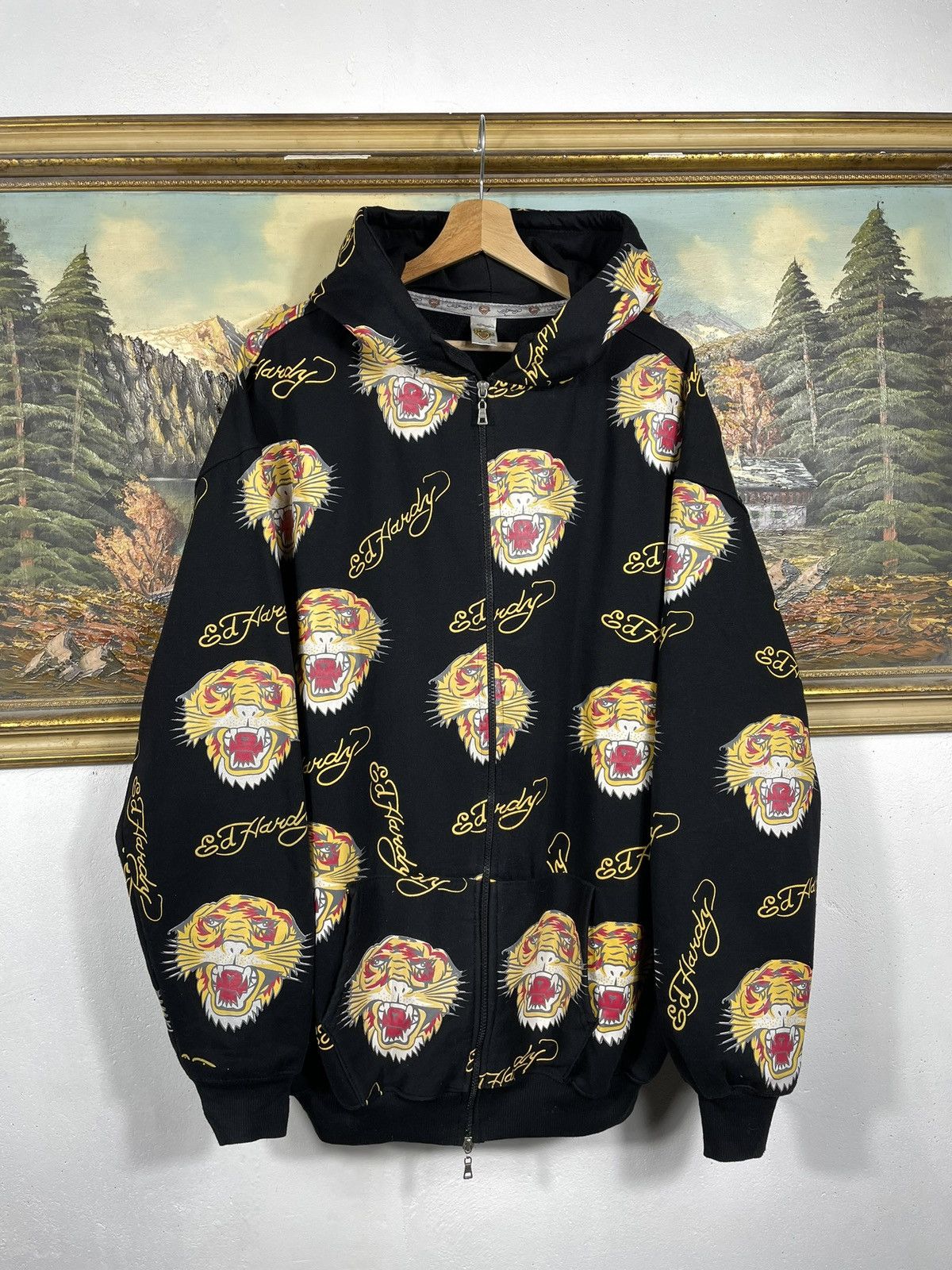 Christian Audigier × Ed Hardy × Vintage Ed Hardy Retro 00s Hoodie Cyber Affliction Grunge Hiphop Rap Size 3XL / US 20-22 - 1 Thumbnail