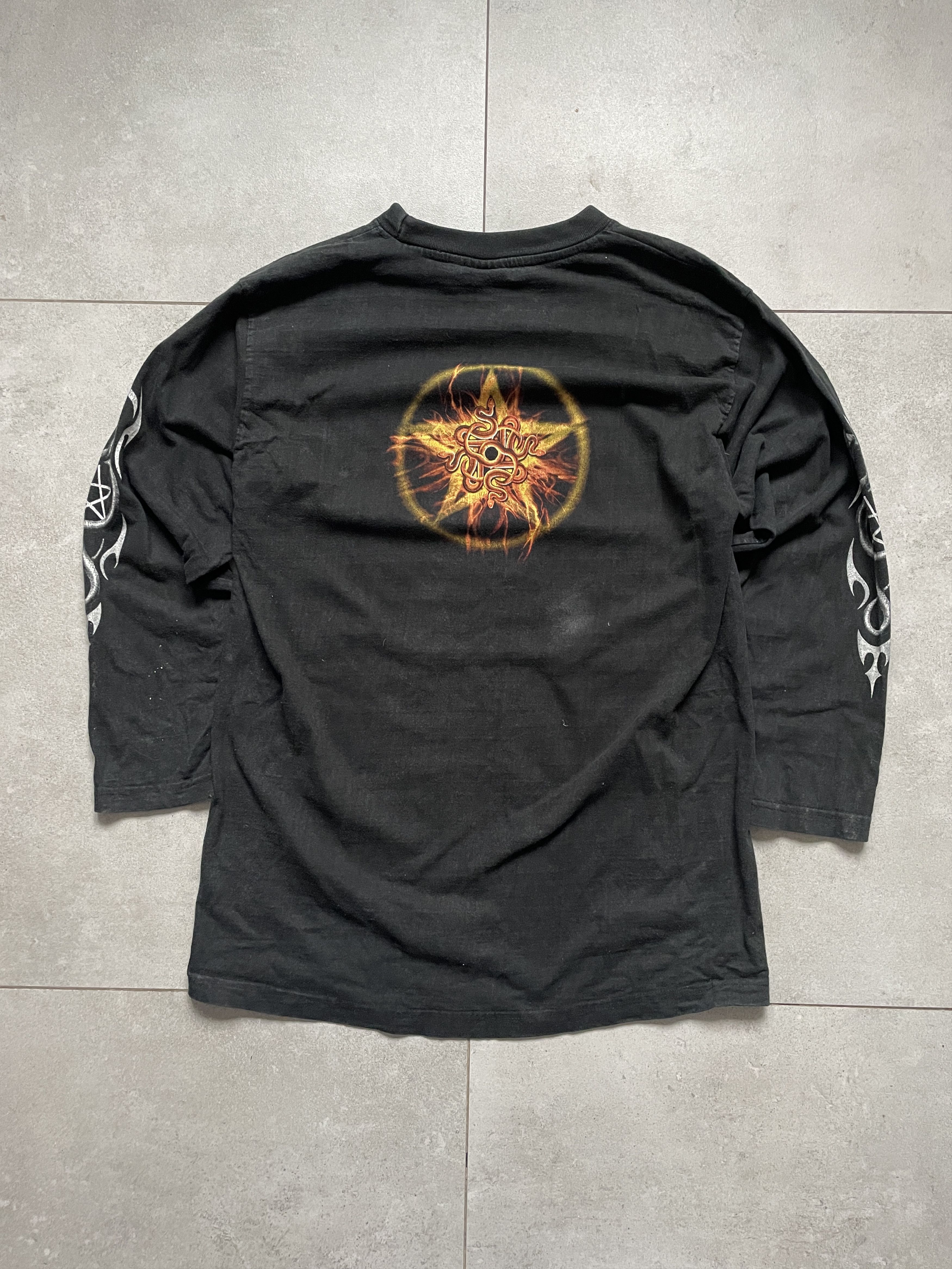 Vintage VINTAGE 90S Y2K SPIRAL CROSS FLAME SNAKE WASHED LONGSLEEVE Size US M / EU 48-50 / 2 - 3 Thumbnail