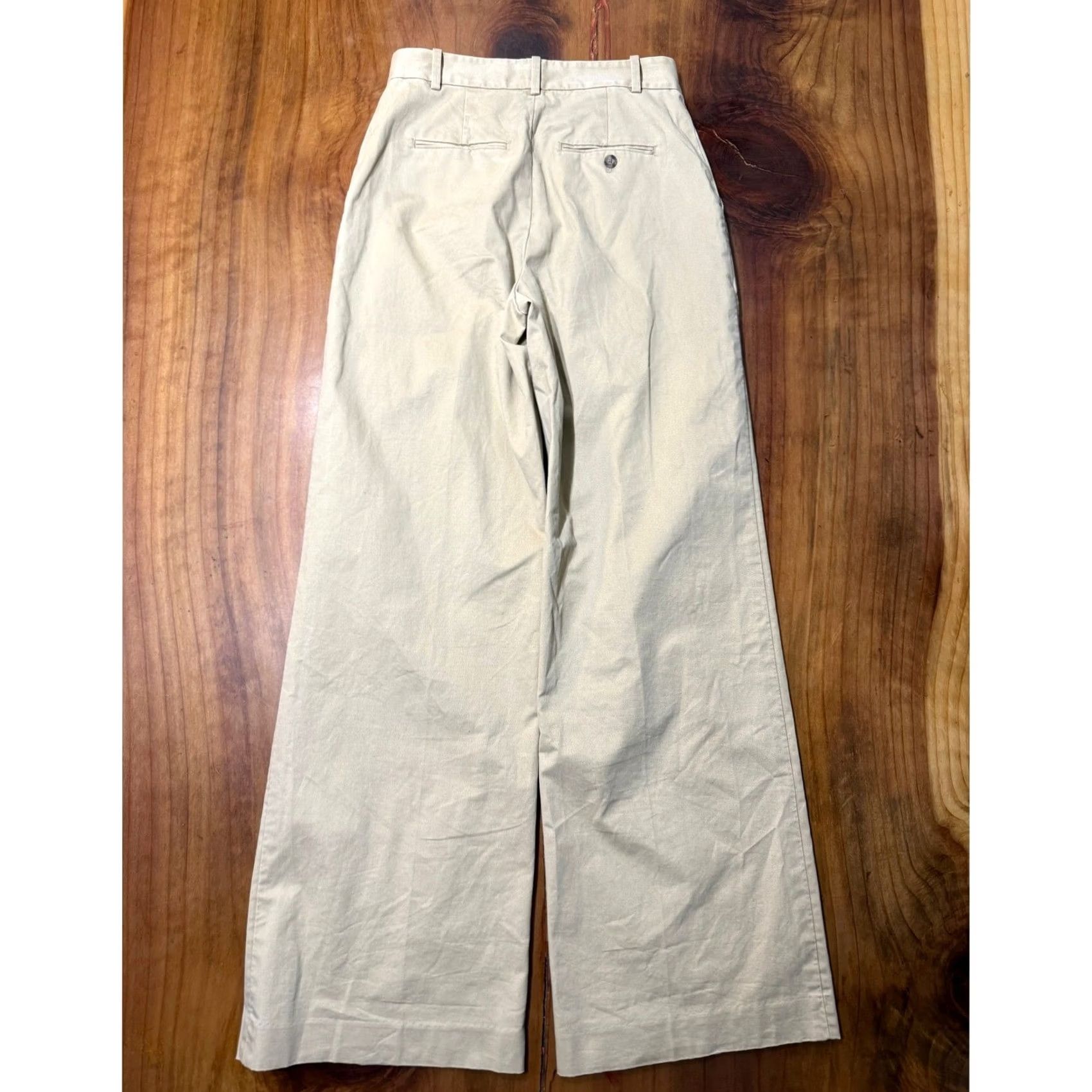 Polo Ralph Lauren Polo Ralph Lauren Pants Women 0 Beige Cotton High Rise Wide leg Flat Front Chino D19 Womens Size 25" / US 0 / IT 36 - 5 Thumbnail