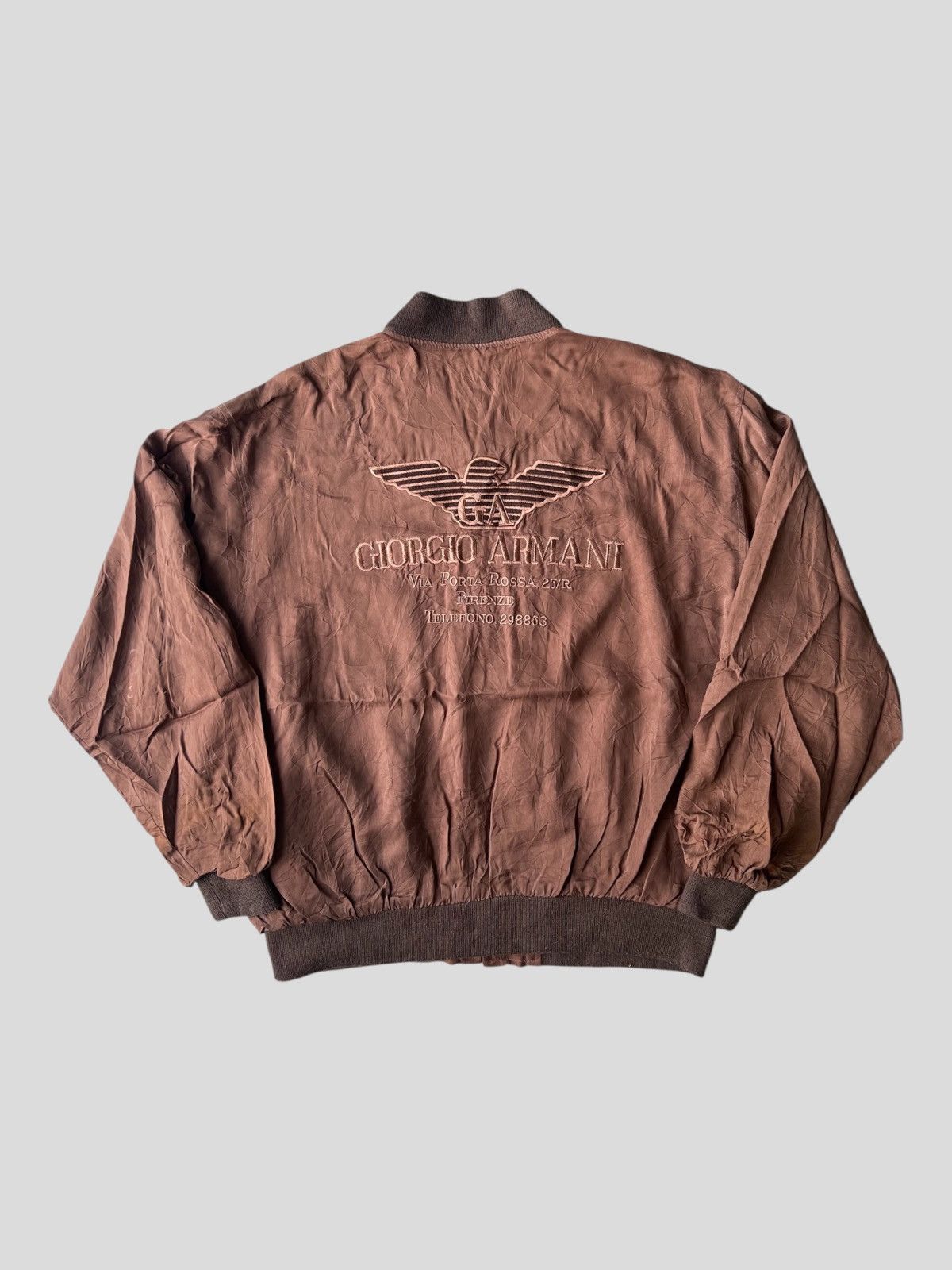 Giorgio Armani Vintage 1980s Giorgio Armani Embroidery Rayon Bomber Jacket Size US L / EU 52-54 / 3 - 2 Thumbnail