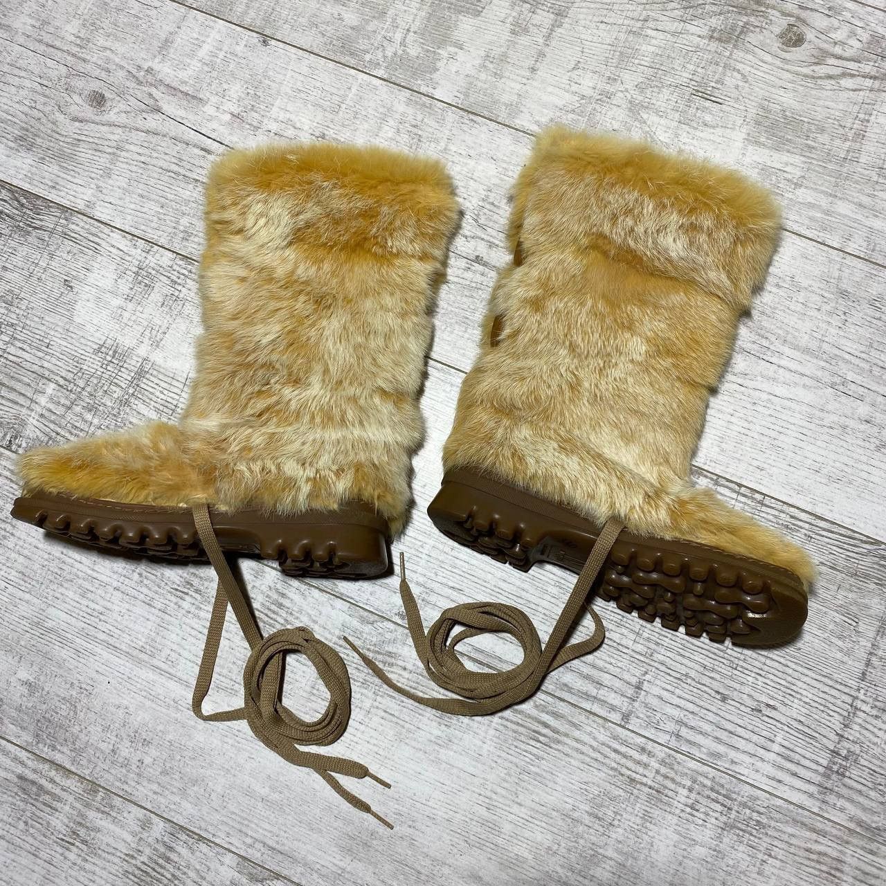 Flux Vintage Y2K Fluxa Rabbit Fur Boots Size US 7 / IT 37 - 13 Thumbnail