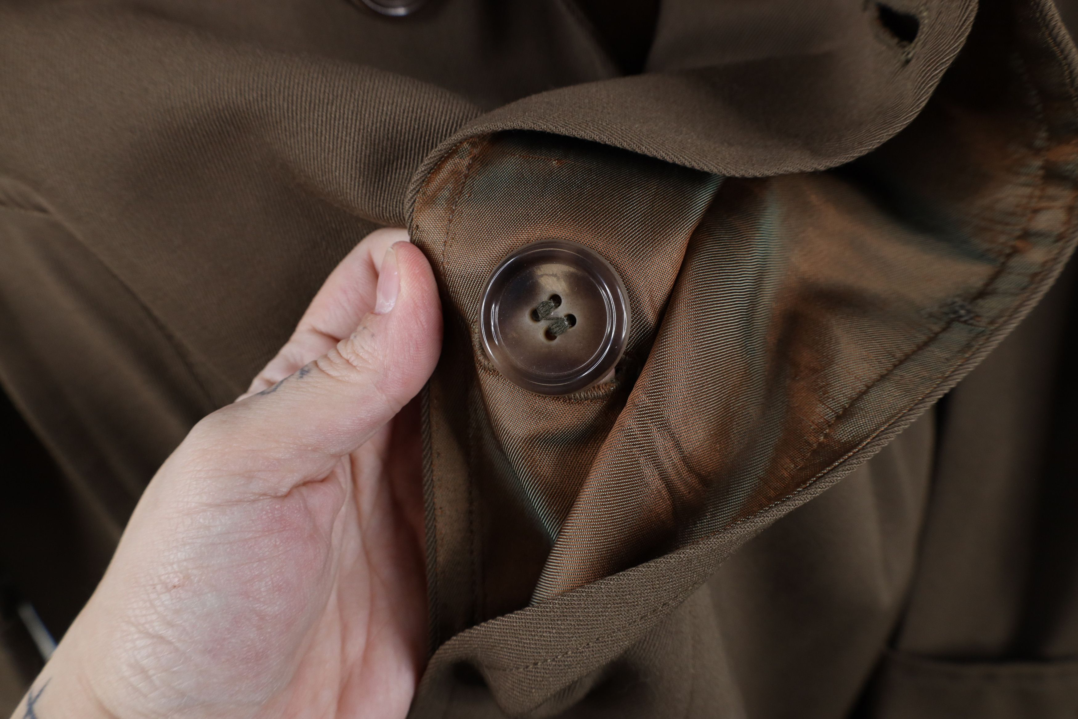 Vintage Vintage 50s 60s Rockabilly Wool Rayon Gabardine Trench Coat Size US XXL / EU 58 / 5 - 10 Thumbnail