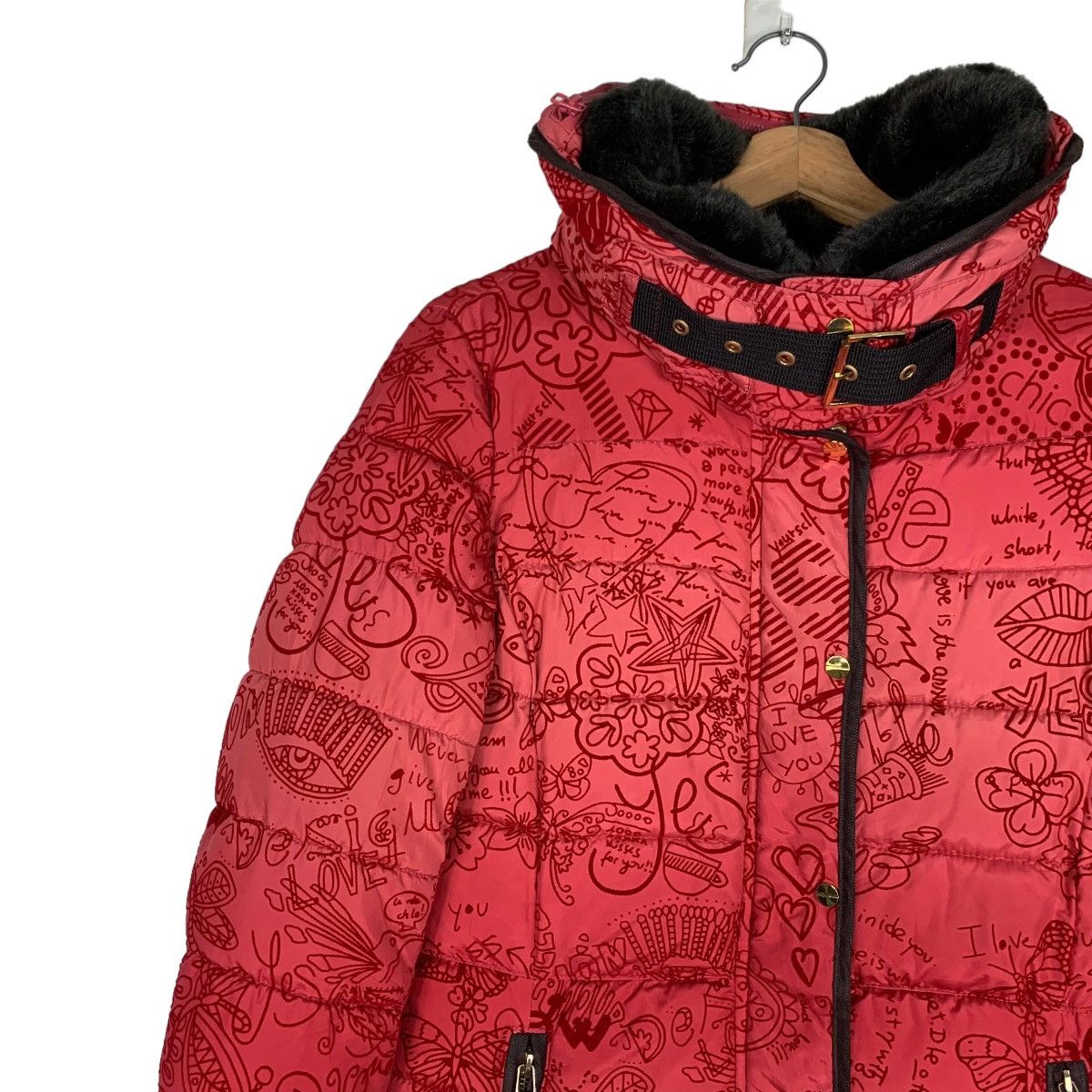 Desigual DESIGUAL Fullprint Red Puffer Overcoat Jacket #0836-C38 Size XS / US 0-2 / IT 36-38 - 6 Thumbnail