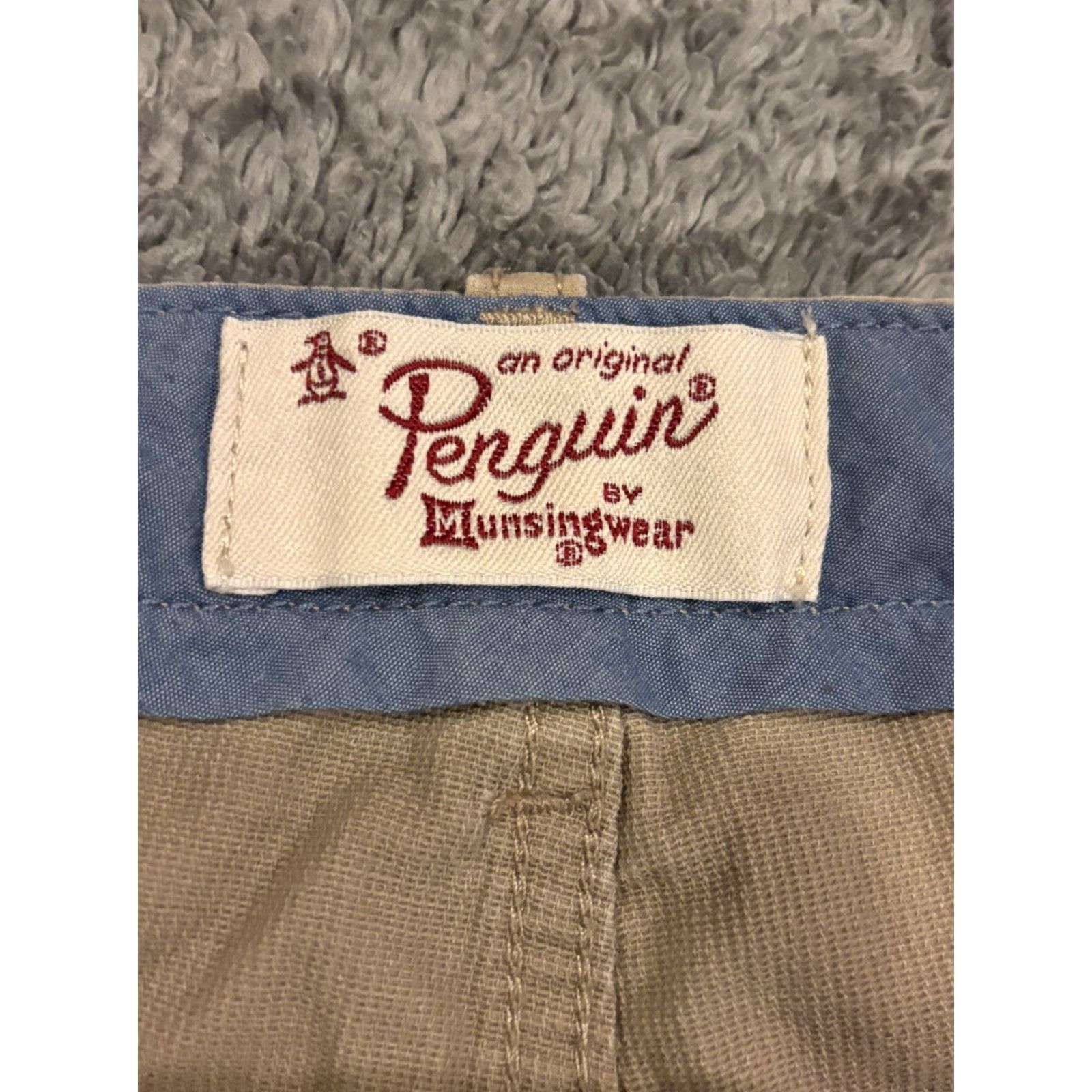 Vintage Penguin Chino Pants Mens 36x32 Khaki Beige Flat Front Twill Slacks Slim Straight Pockets Logo Casual Business Travel 36x32 Regular Beig e Size US 36 / EU 52 - 2 Thumbnail