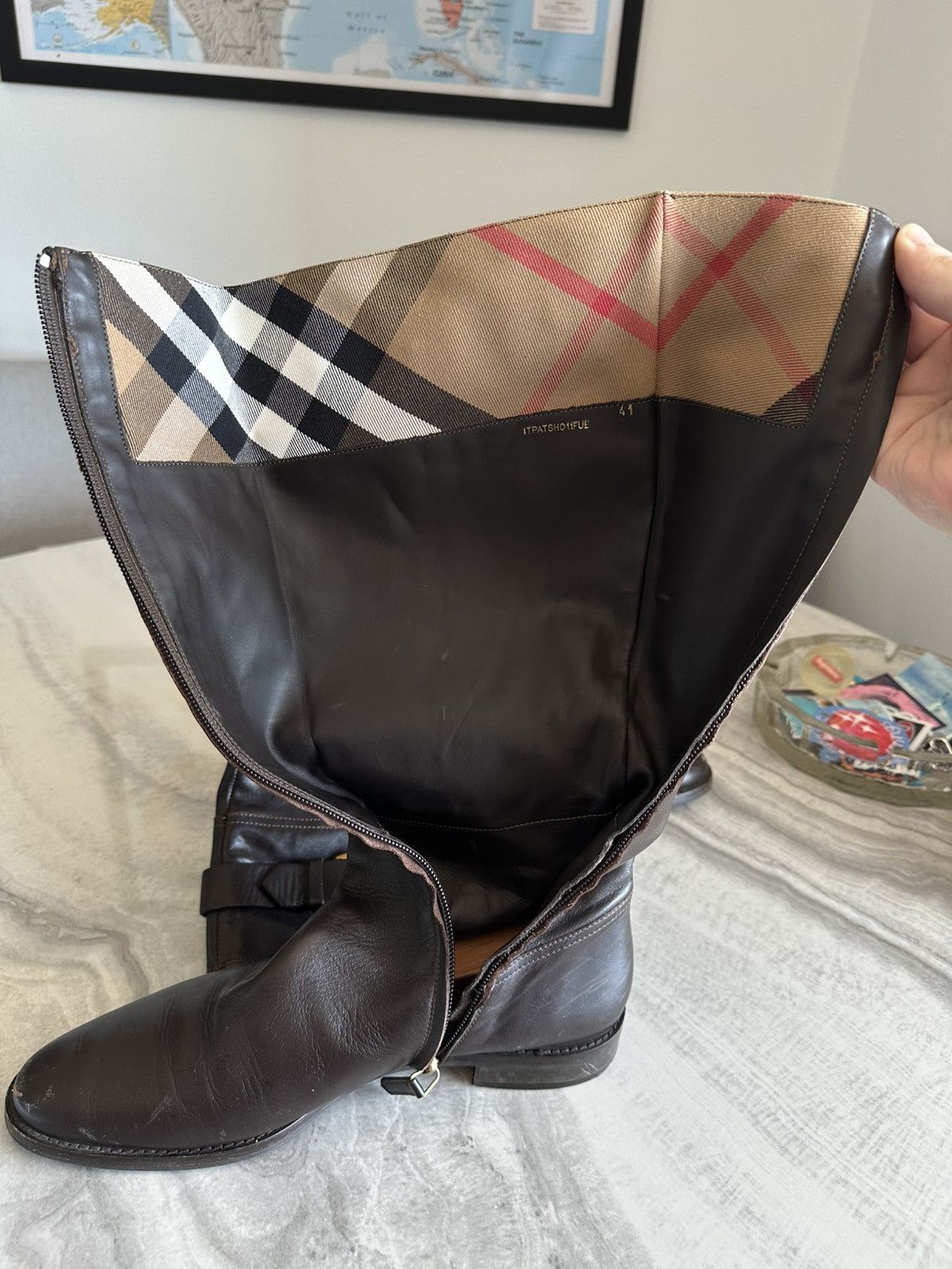 Burberry Burberry High Leather Buckle Riding Boots in Dark Brown Size US 11 / IT 41 - 8 Thumbnail