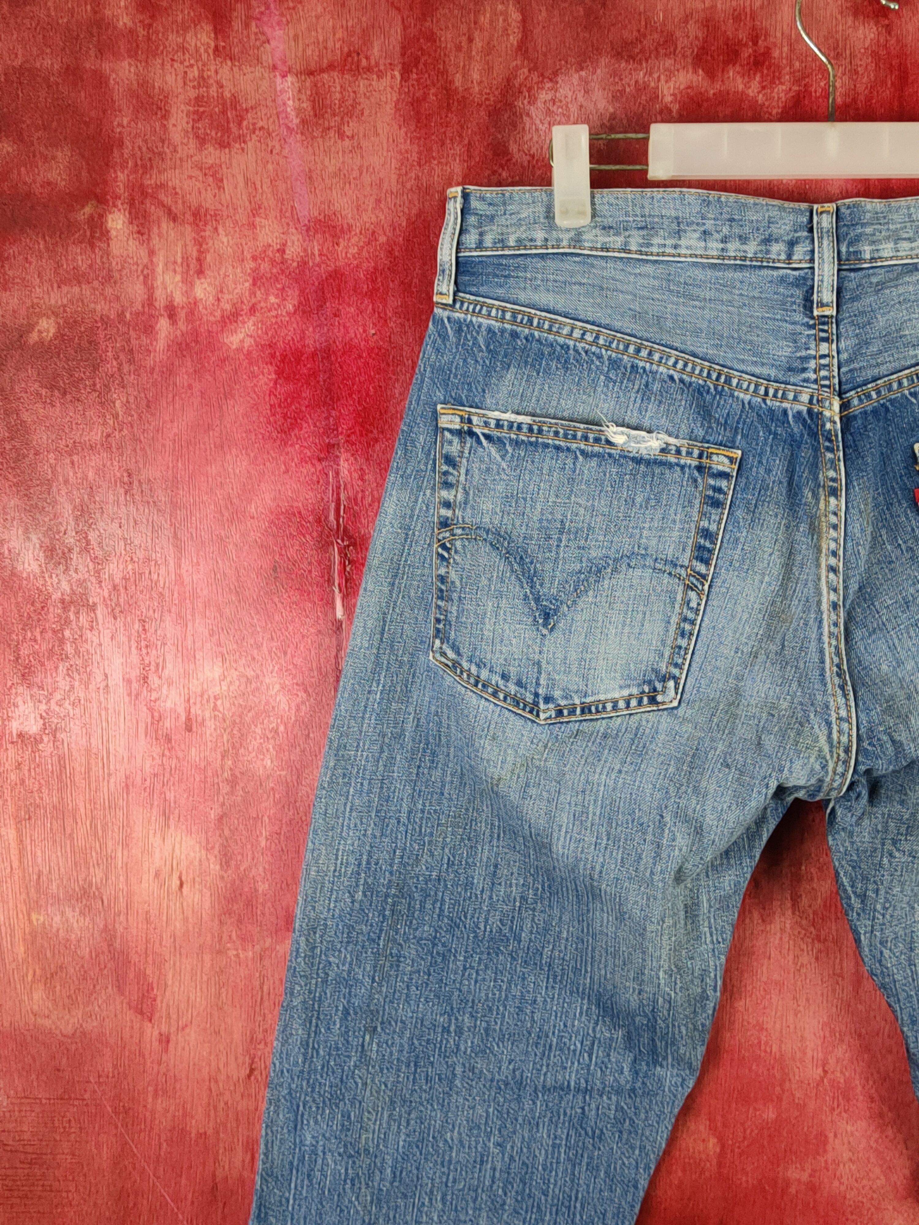 Japanese Brand 501 Levi's Blue Distressed Ripped Jeans #S1830 Size US 33 - 10 Thumbnail