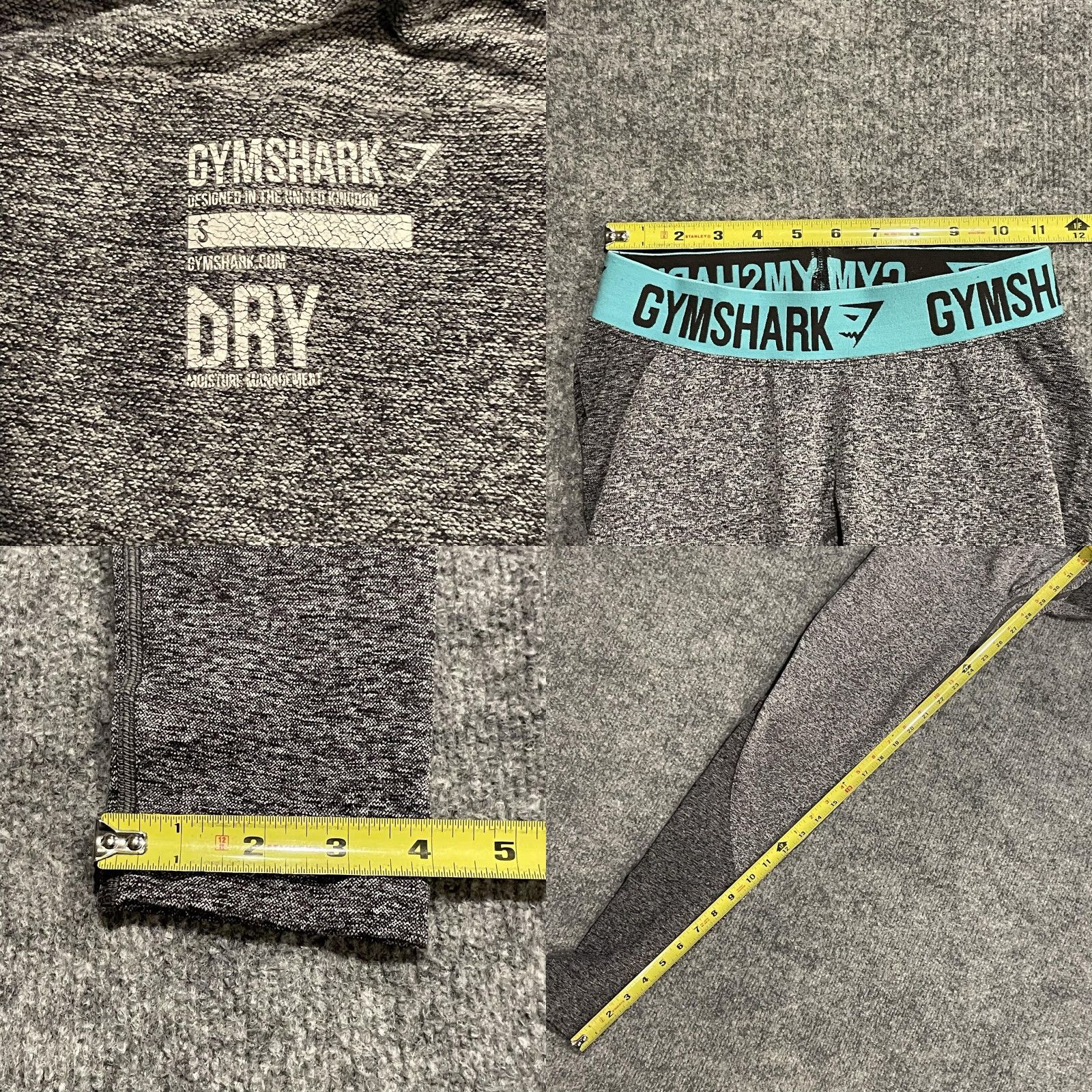 Gymshark GYMSHARK Dry Compression Leggings Womens S Gray Flecked Base Layer Pants Size 28" / US 6 / IT 42 - 8 Thumbnail