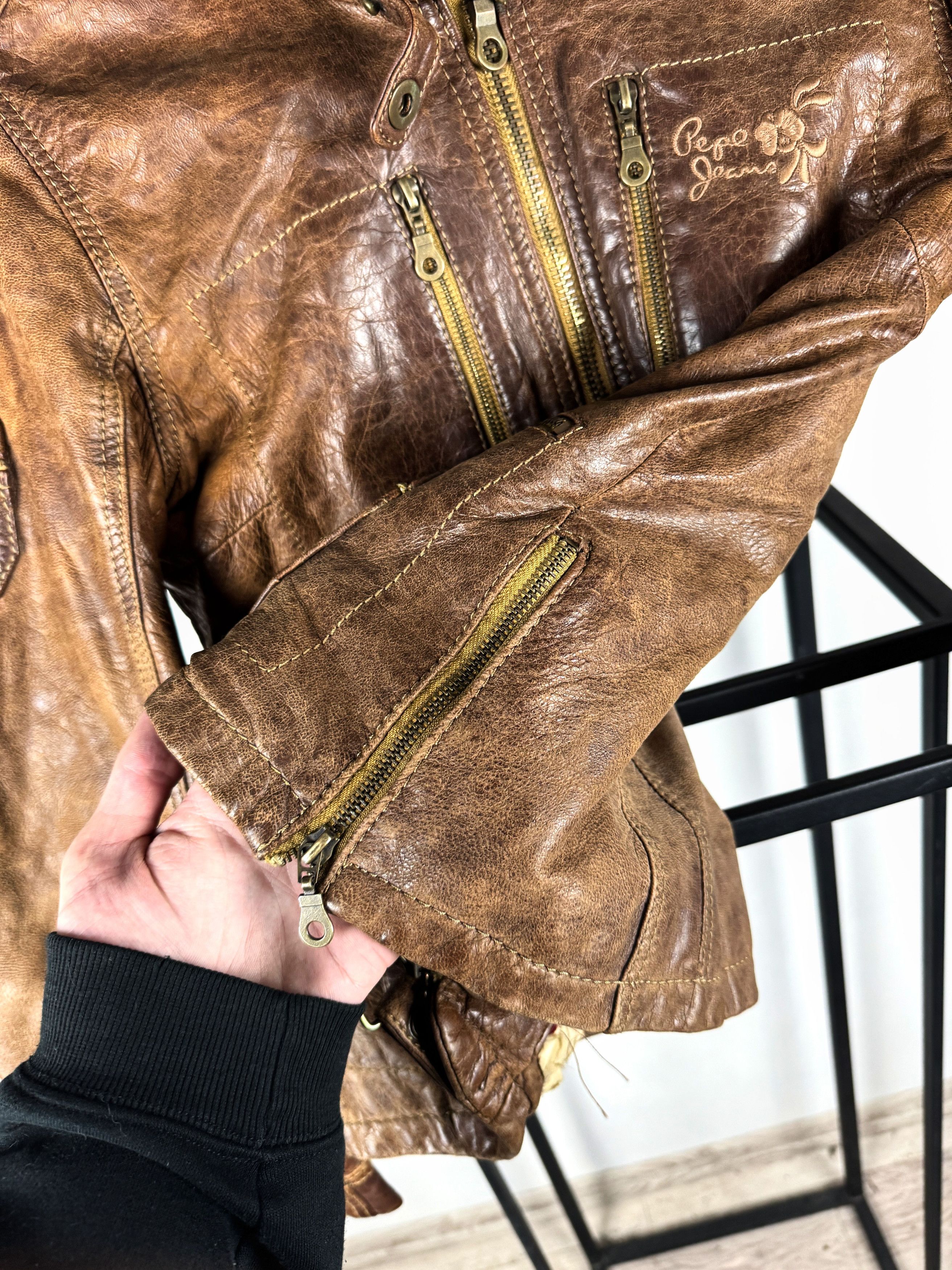 Tornado Mart Vintage Distressed Brown Leather Biker Jacket Y2K Style Size US XS / EU 42 / 0 - 8 Thumbnail