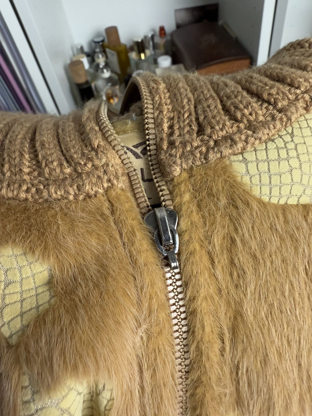 Japanese Brand VIntage y2k cowprint zip ribbed sweater avantgarde archive Size L / US 10 / IT 46 - 8 Thumbnail