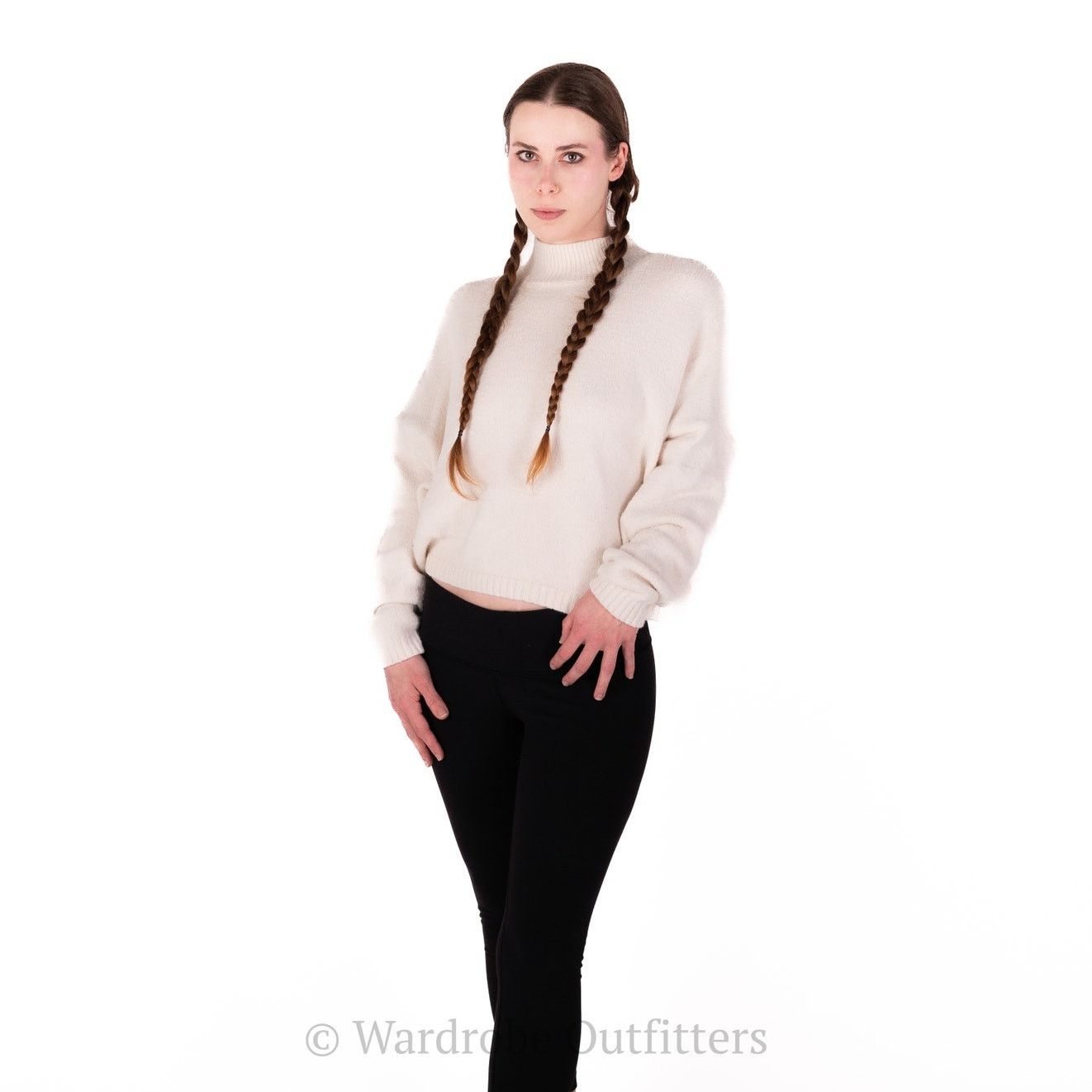 Designer Cream White Plush Long Sleeve Sweater Size S / US 4 / IT 40 - 4 Thumbnail