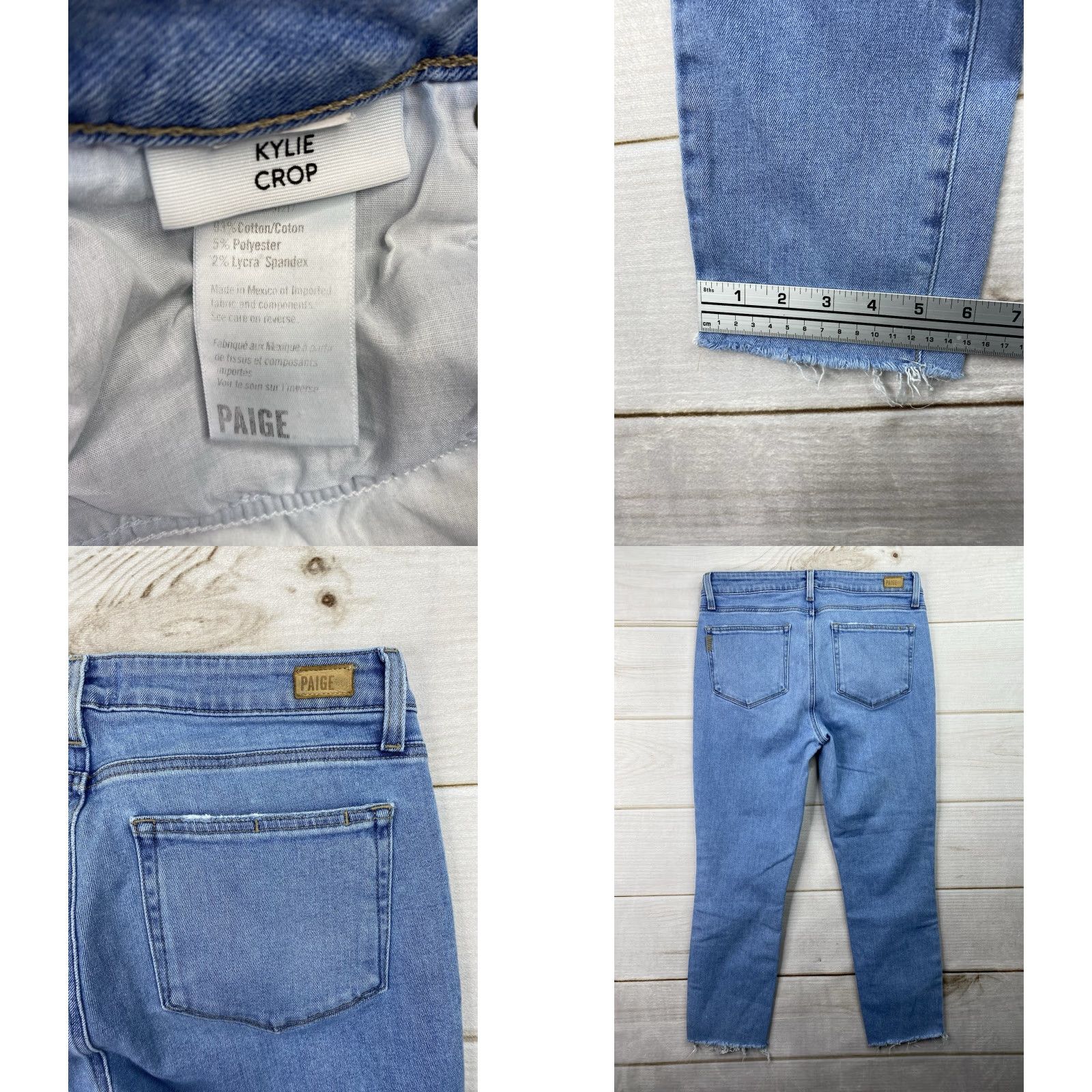 Paige Kylie Paige Jeans Women 30 Blue Crop Distressed Stretch Denim Fringe 5-Pocket Mid Rise Jeans Womens XS-.. Size 30" / US 8 / IT 44 - 8 Thumbnail