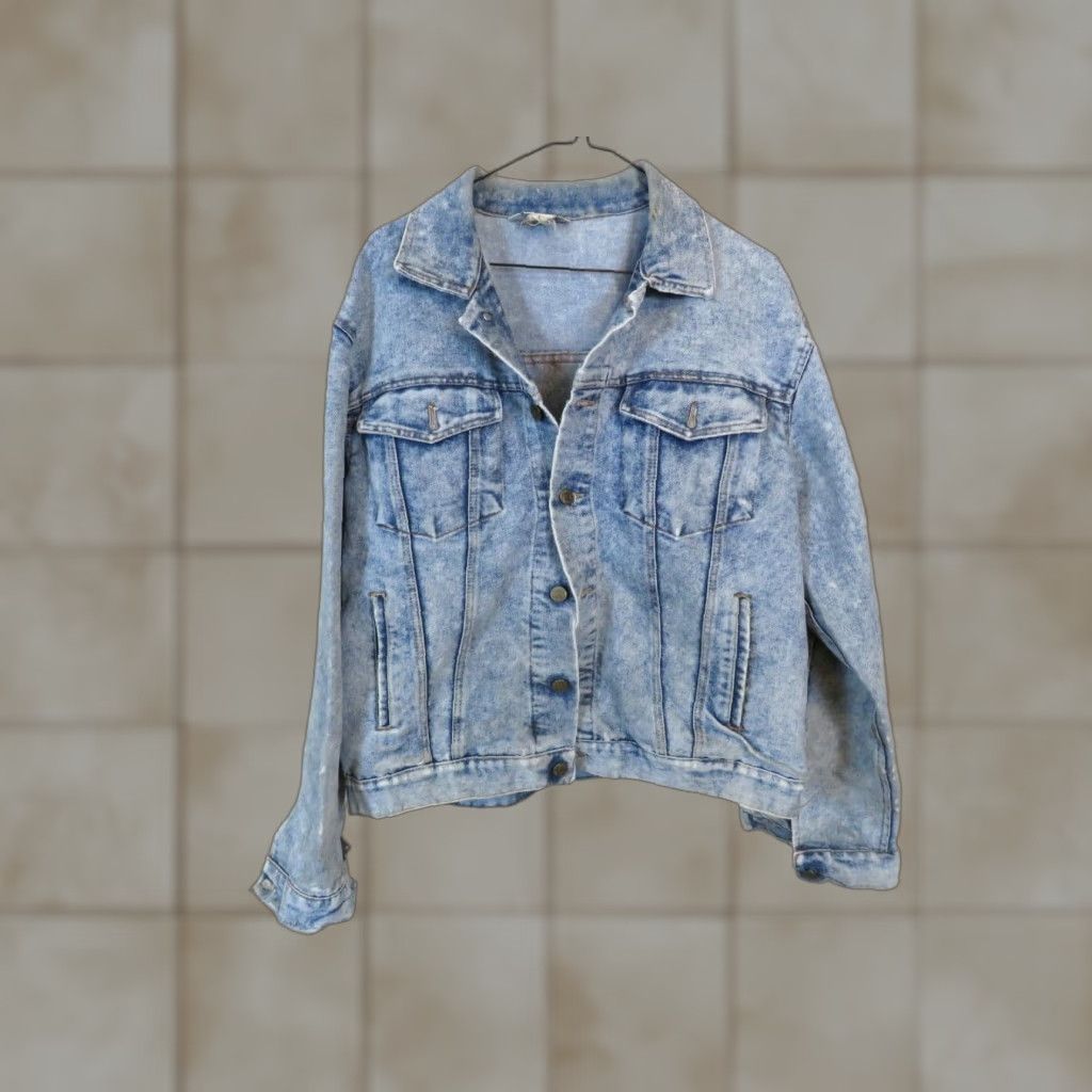 Denime VINTAGE Windbreaker Denim Trucker Horse Jean Jacket Size L blue Casual Mens Size US 33 - 1 Thumbnail