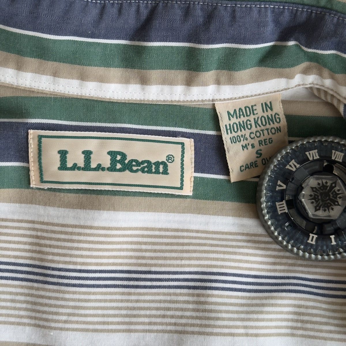 L.L. Bean × Vintage VINTAGE L.L. Bean striped button-up shirt, blue/green Size US S / EU 44-46 / 1 - 4 Thumbnail