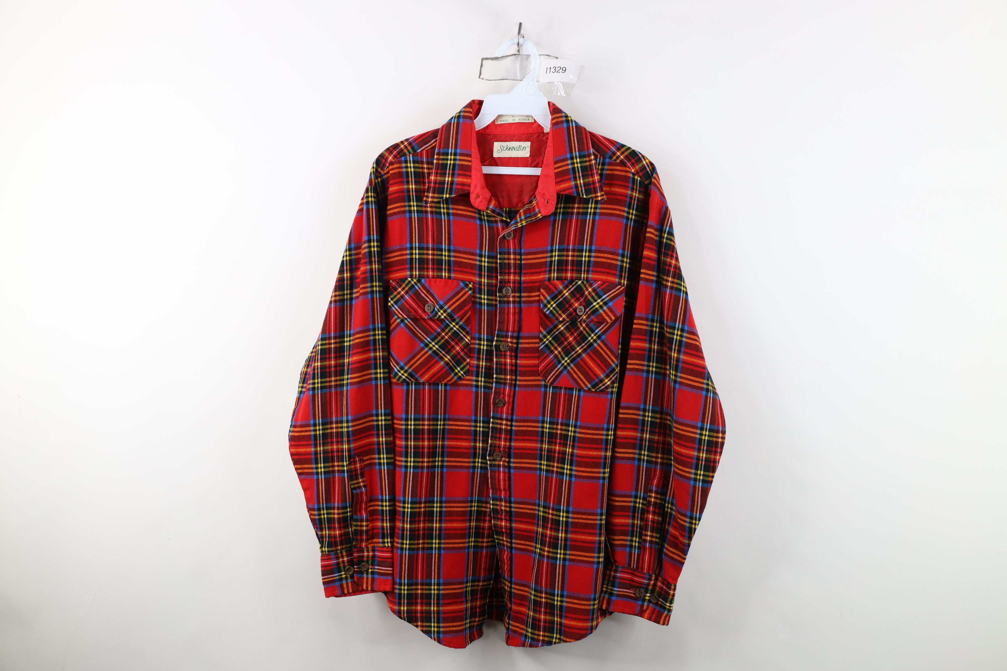 Vintage Vintage 70s Streetwear Knit Collared Button Shirt Plaid Size US L / EU 52-54 / 3 - 1 Thumbnail