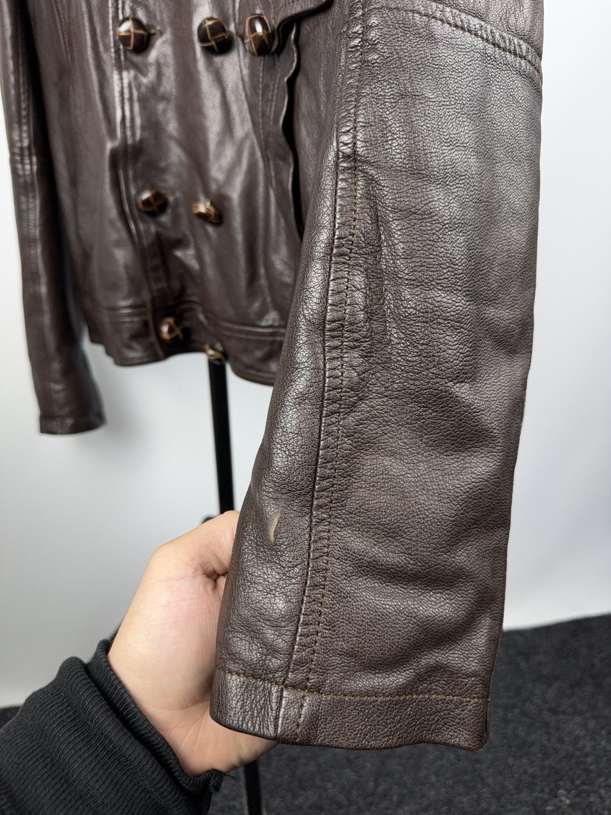 Messagerie Messagerie Italy Brown Leather Jacket Biker Military Style Size US L / EU 52-54 / 3 - 7 Thumbnail