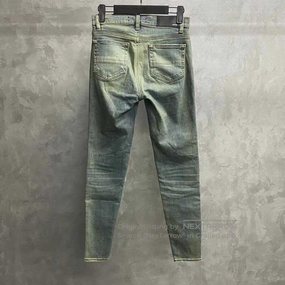 Amiri amiri Blue leather-patchwork pants with zipper denim| Size 26" / US 2 / IT 38 - 2 Thumbnail