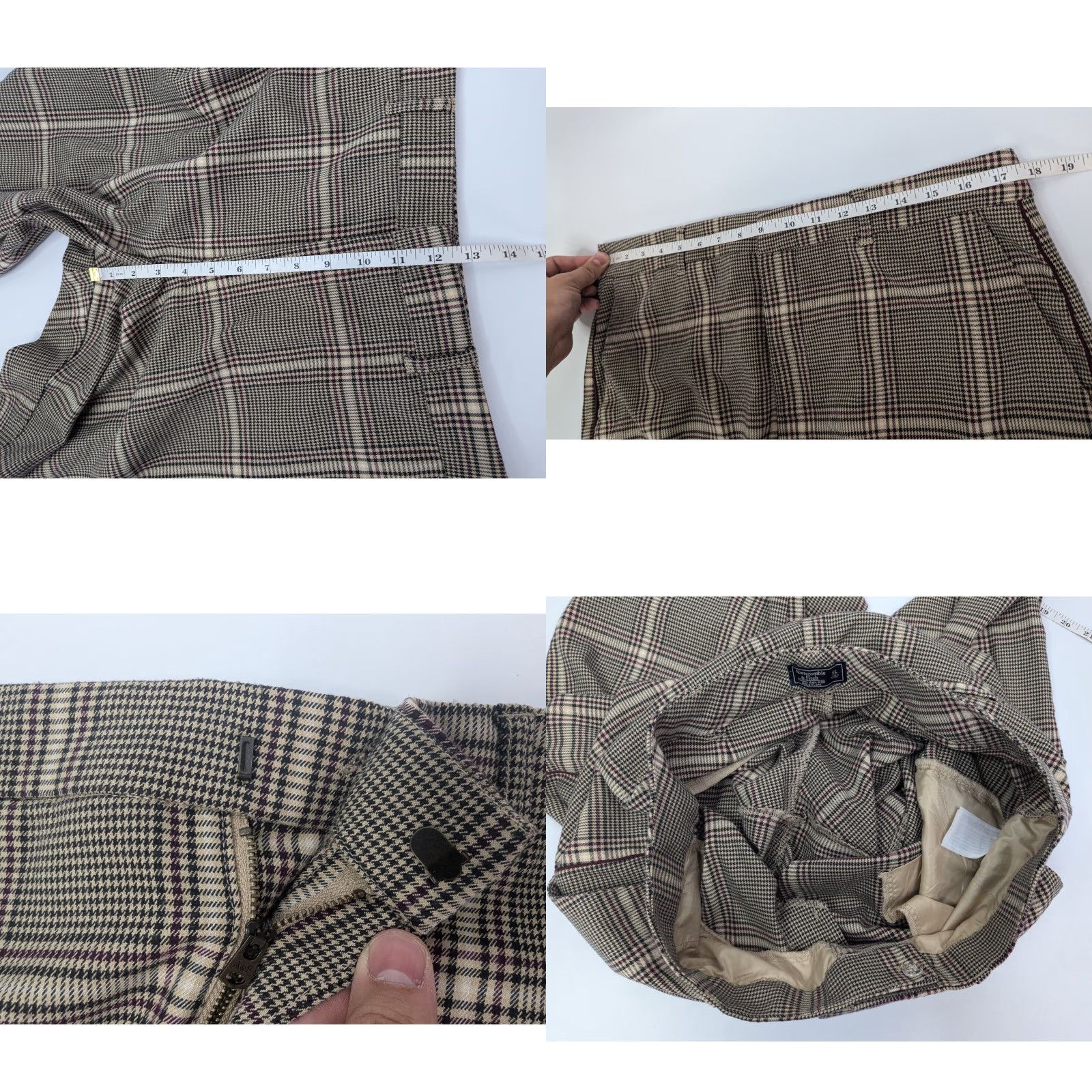 Abercrombie & Fitch Abercrombie & Fitch Womens Houndstooth Pant XL Beige Flared Ankle High Rise Sim- one? Size 40" / US 18 - 8 Thumbnail