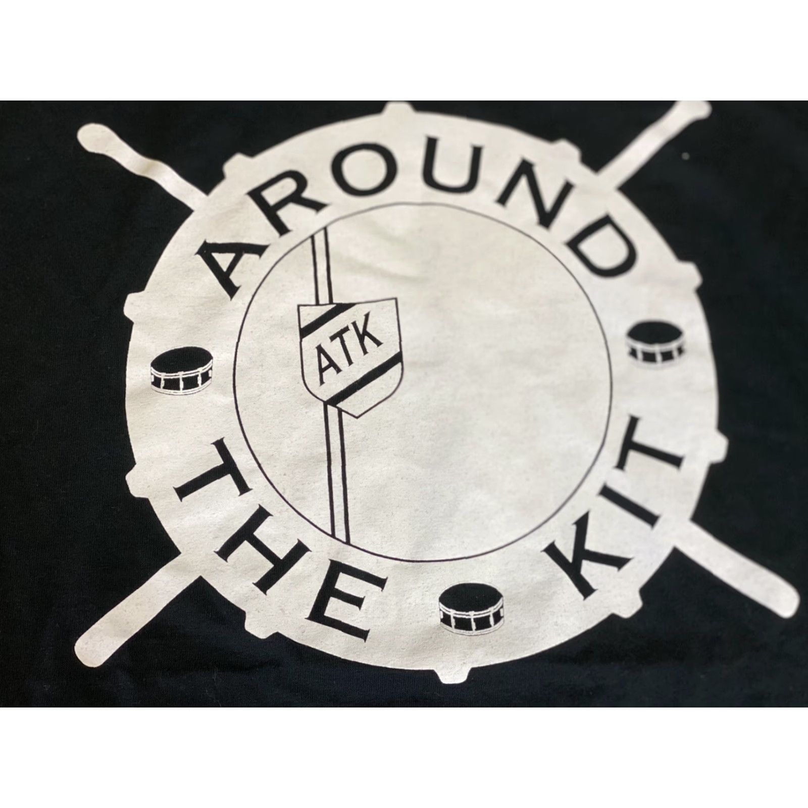 Vintage RADIO Mens T-Shirt Black Short Sleeve 2XL Crew Neck Drum Talk Around The Kit Mens Size US 39 - 3 Thumbnail