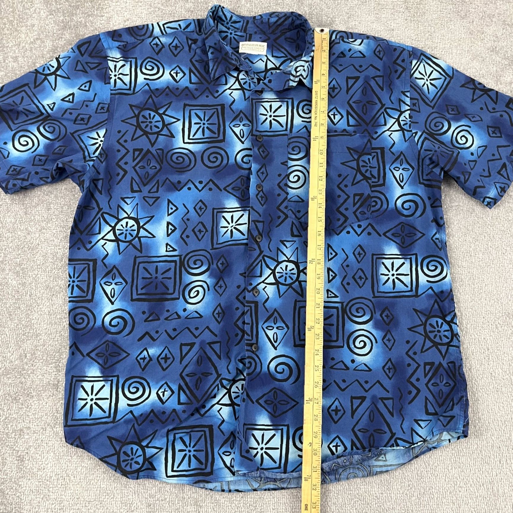 Banana Republic VINTAGE Banana Republic Safari Shirt Men 2XL Short Sleeve Geometric Blue Casual Travel Size US XXL / EU 58 / 5 - 3 Thumbnail