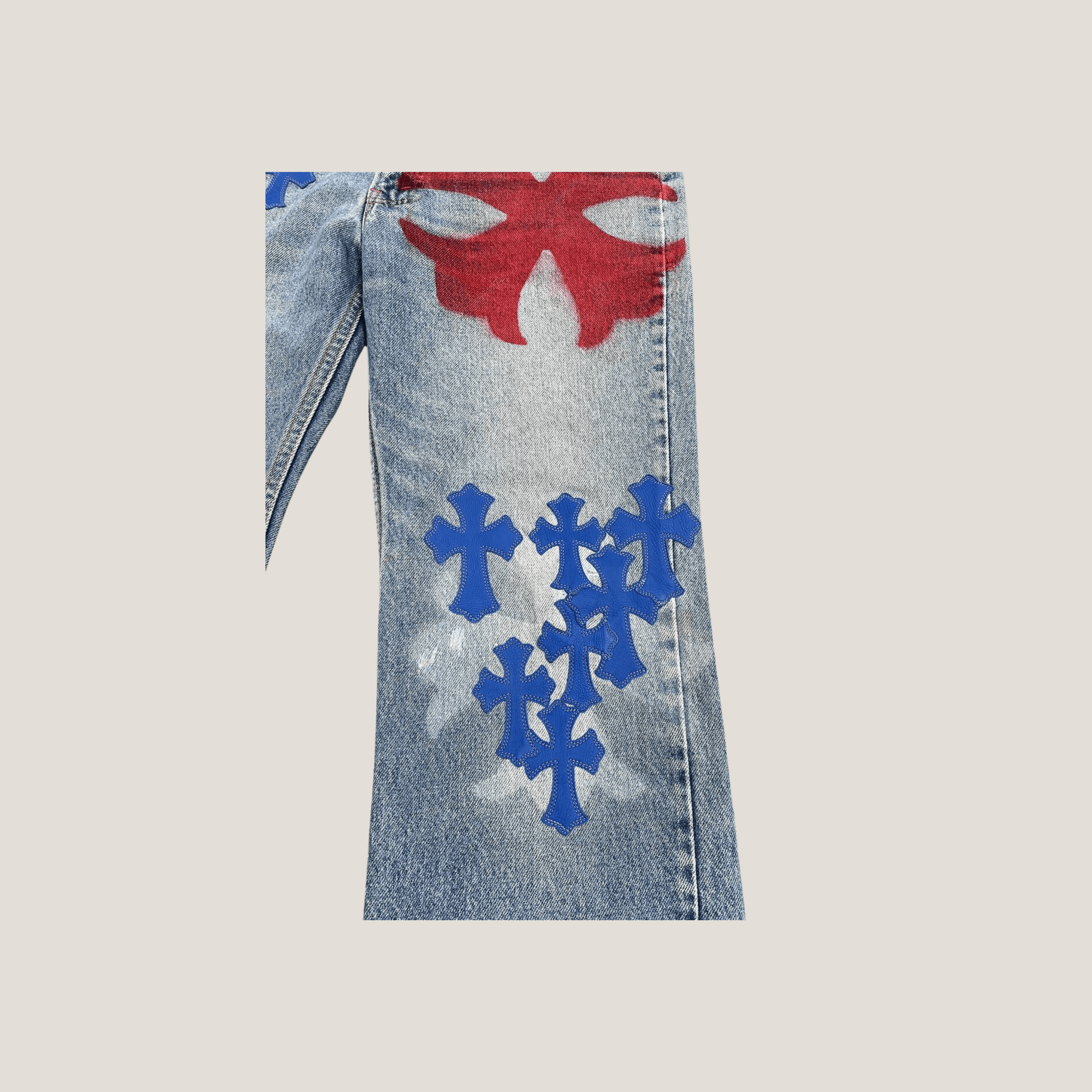 Chrome Hearts Chrome Hearts Vintage Levi's Stencil Cross Patch Denim Blue Size US 33 - 2 Thumbnail
