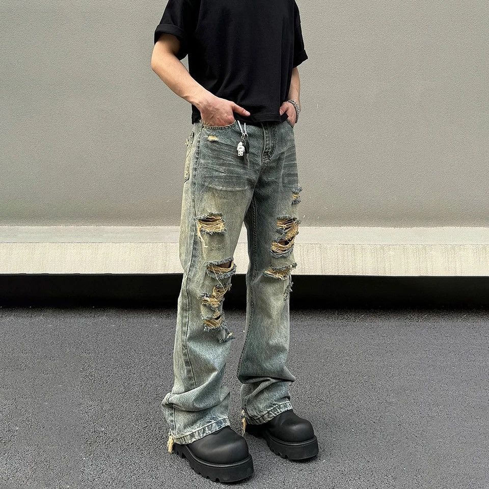 Denime × Japanese Brand × Vintage Ripped Jeans Men Vintage Trousers Streetwear Casual Size US 29 - 6 Thumbnail