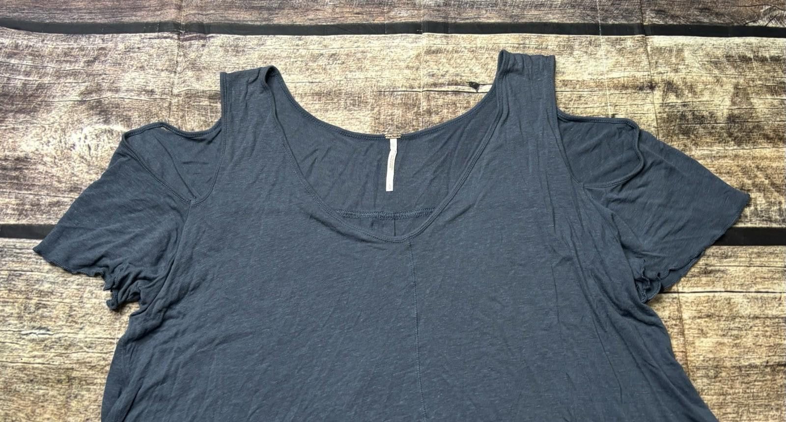 Free People Free People Top Womens Large Linen Blend Cold Shoulders Size L / US 10 / IT 46 - 4 Thumbnail