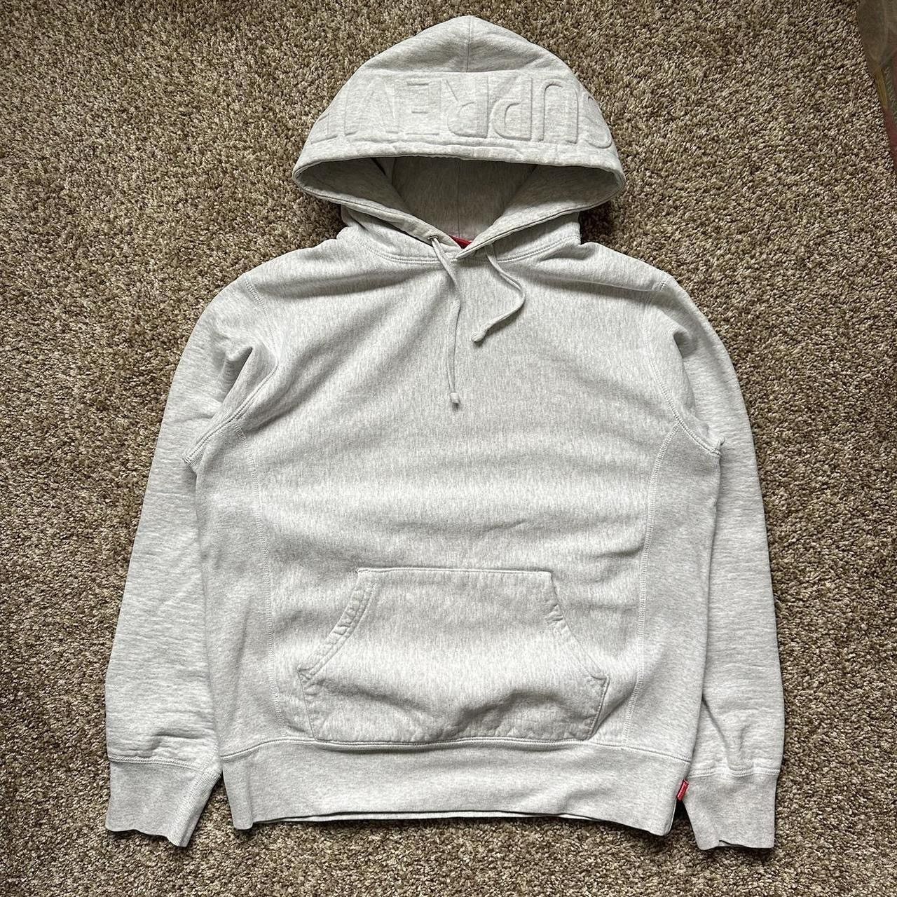 Supreme Supreme FW17 Grey Embossed Hood Logo Hoodie Sweatshirt | Grailed