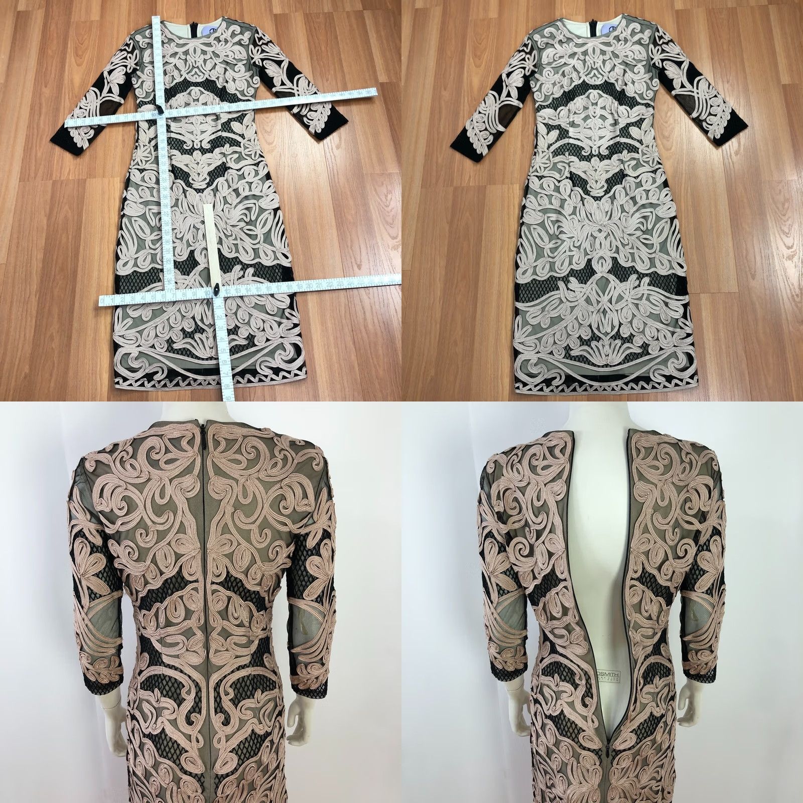 Vintage JS Collections 2 Embroidered Sheer Women's Midi Dress All Over Print Mauve Size XS / US 0-2 / IT 36-38 - 9 Thumbnail