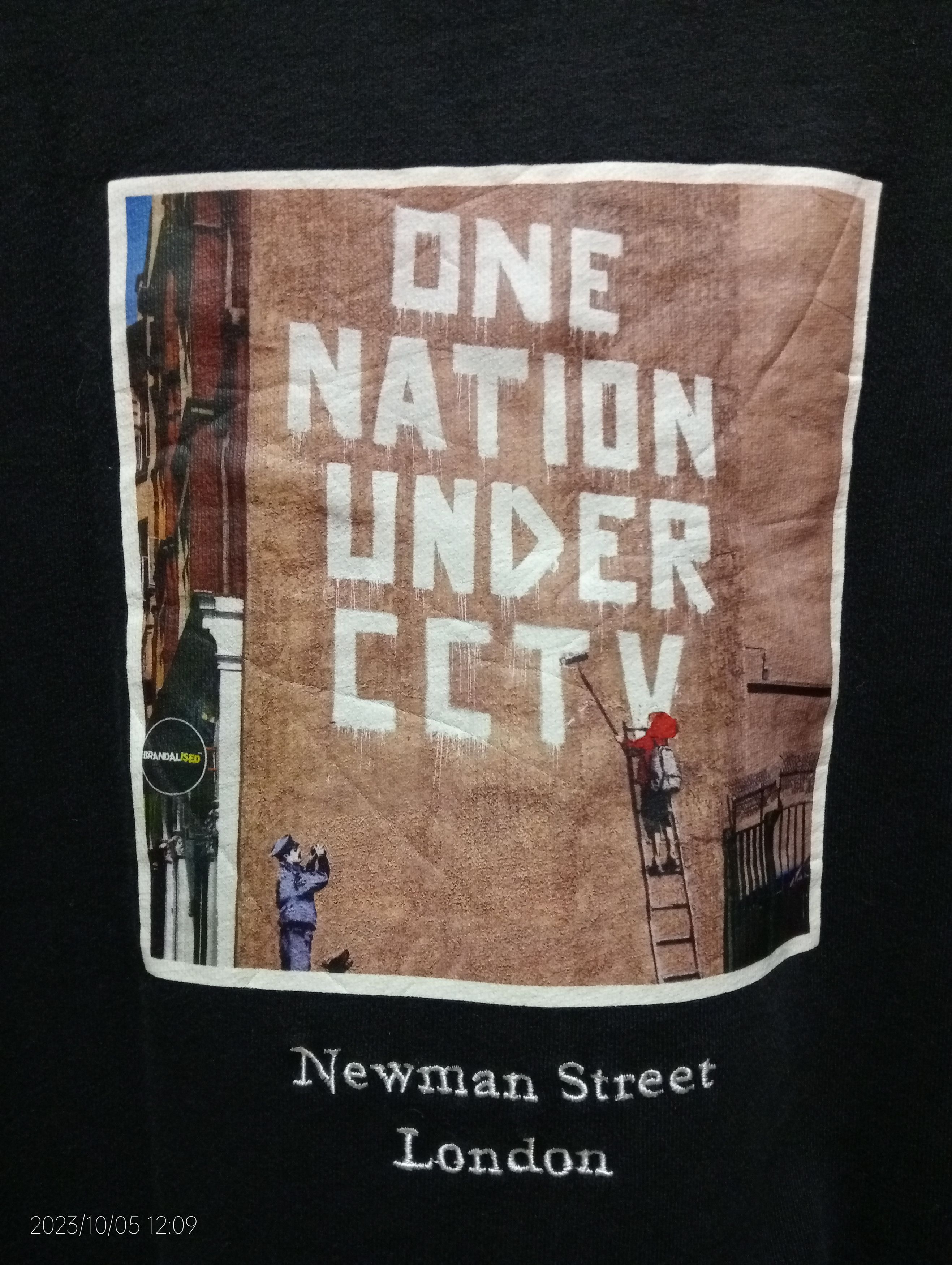 image of Art x Vintage One Nation Under Cctv Mural By Banksy Sweatshirt Very in Black, Men's (Size Medium)