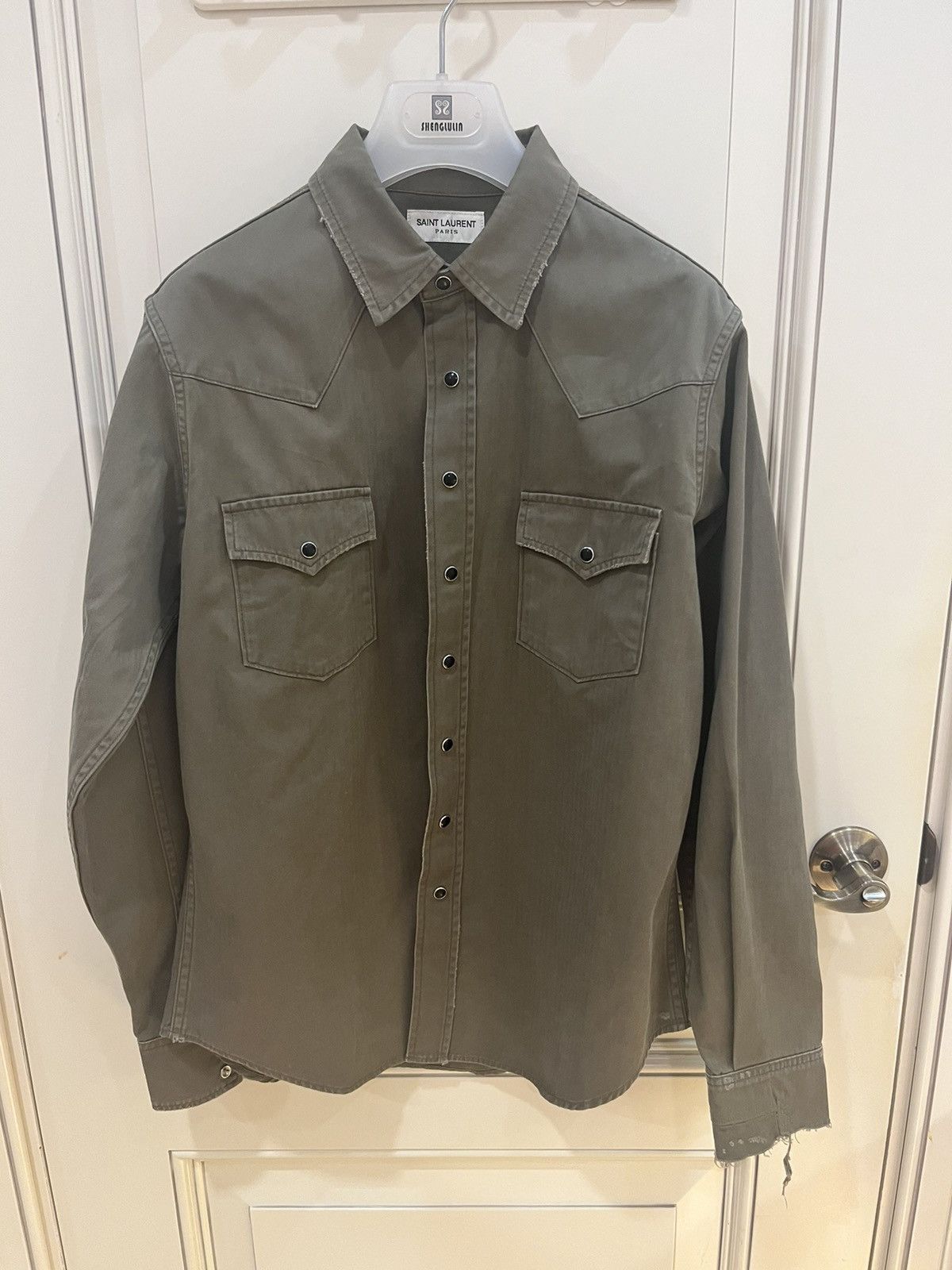 Saint Laurent Paris distressed classic western shirt size L Size US M / EU 48-50 / 2 - 2 Thumbnail