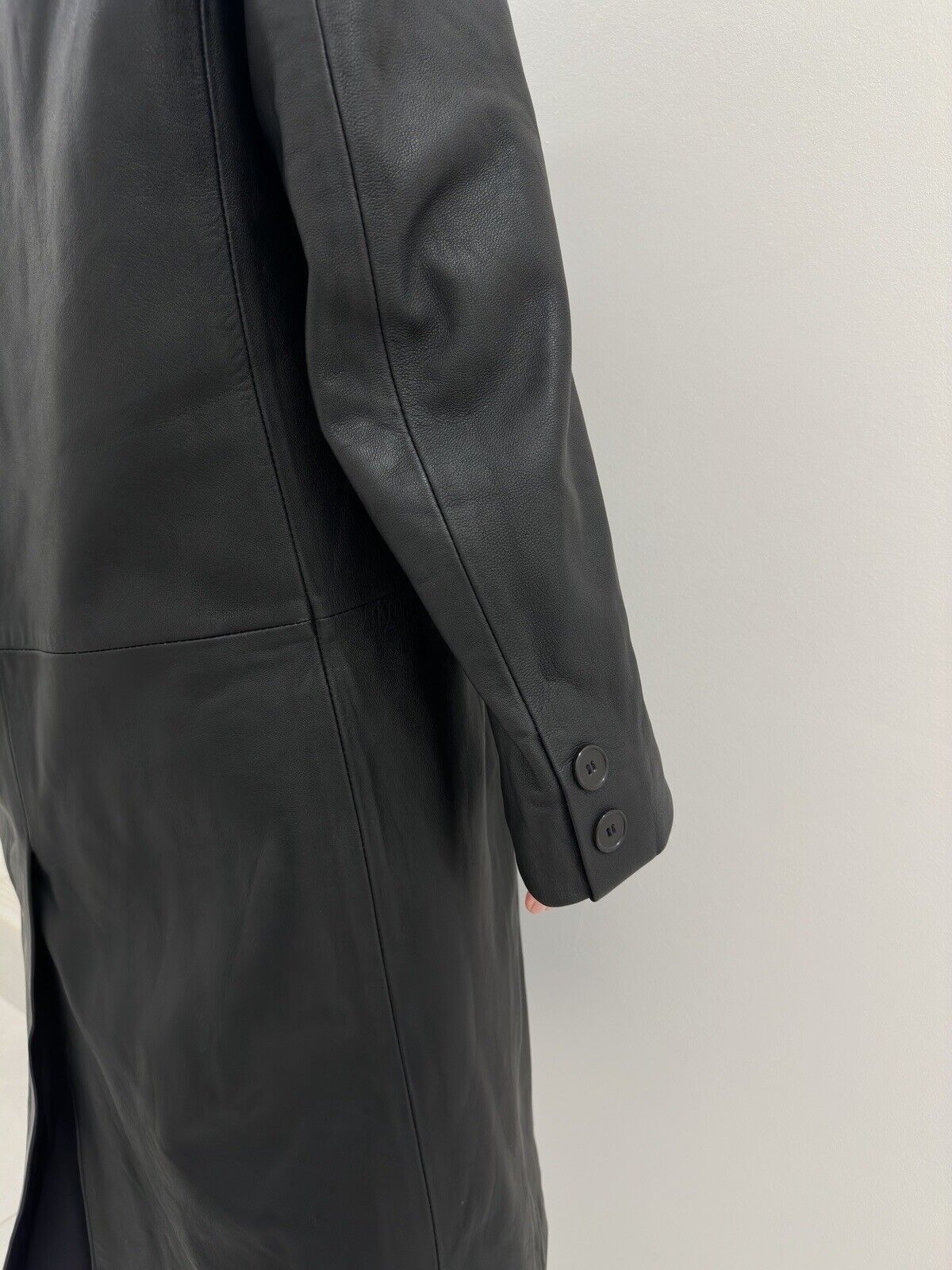 vintage ZARA Leather Long Trench Coat Jacket y2k Swag