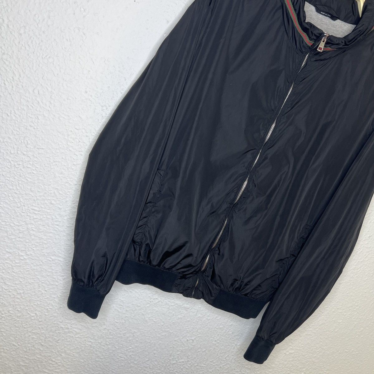 Gucci Gucci Tom Ford Bomber Jacket Black Nylon Y2K Stripe Logo Size US M / EU 48-50 / 2 - 2 Thumbnail