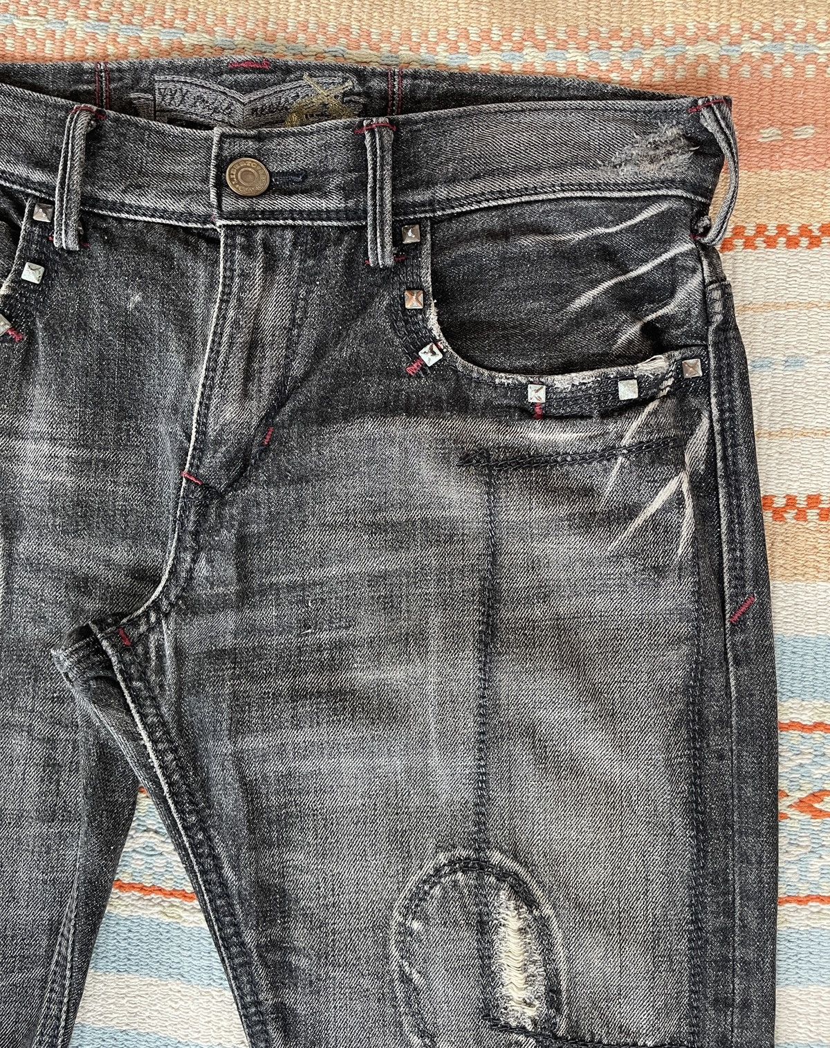 Cout de la Liberte Vintage🔥LIBERTO🔥Distressed Patchwork Denim Size US 36 / EU 52 - 8 Thumbnail