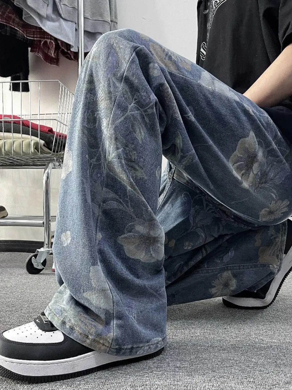 Japanese Brand Hip hop straight leg wide leg printed jeans Size US 32 / EU 48 - 5 Thumbnail