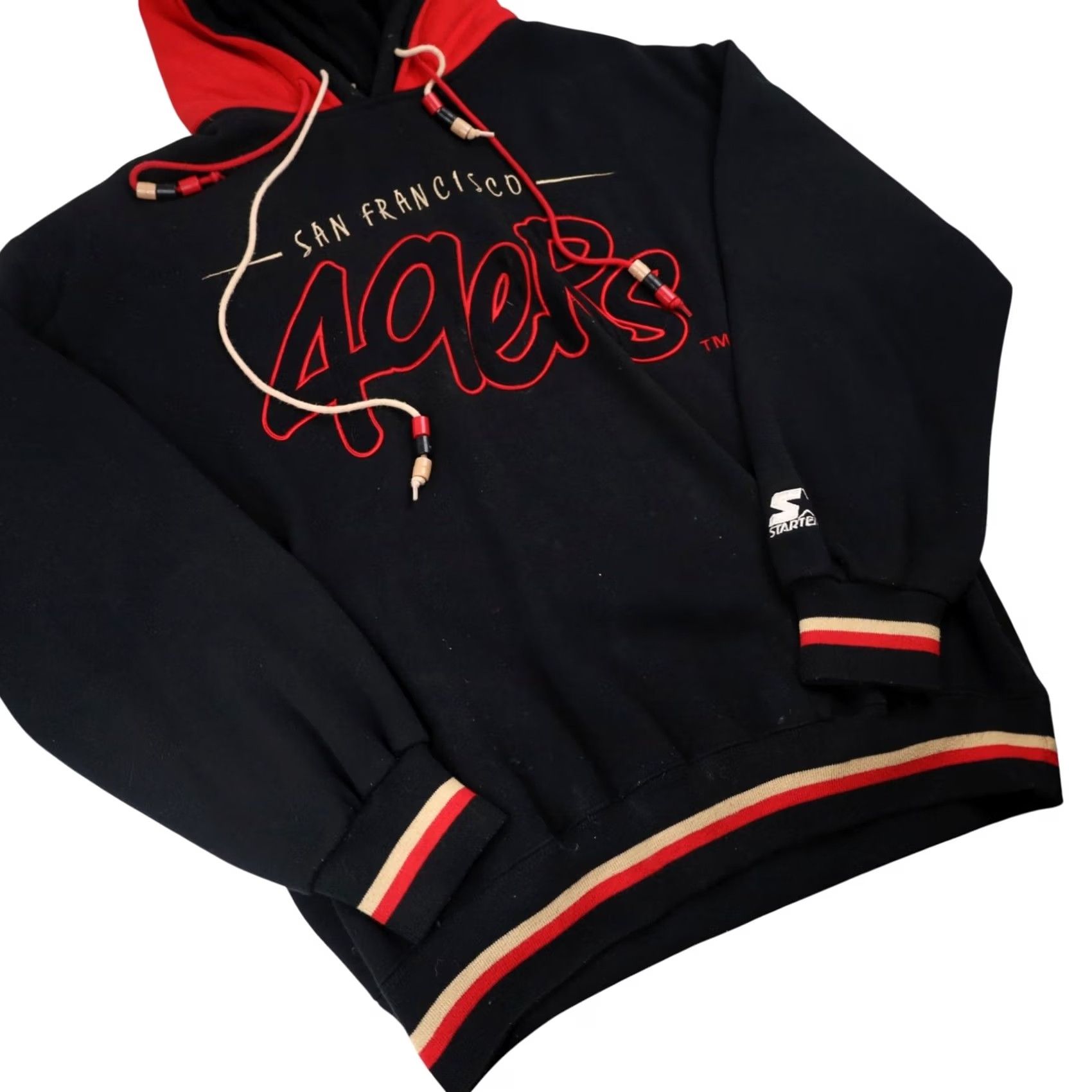 Starter VINTAGE 90s Starter San Francisco 49ers Hoodie Mens Large Double Hood Black Size US L / EU 52-54 / 3 - 3 Thumbnail