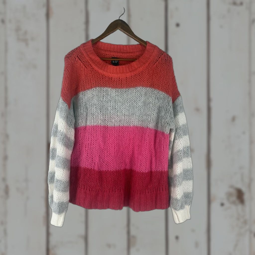 Gap Gap Women’s L Sweater Chunky Knit Wool Alpaca Striped Pullover Fall Winter Casual Size L / US 10 / IT 46 - 1 Thumbnail