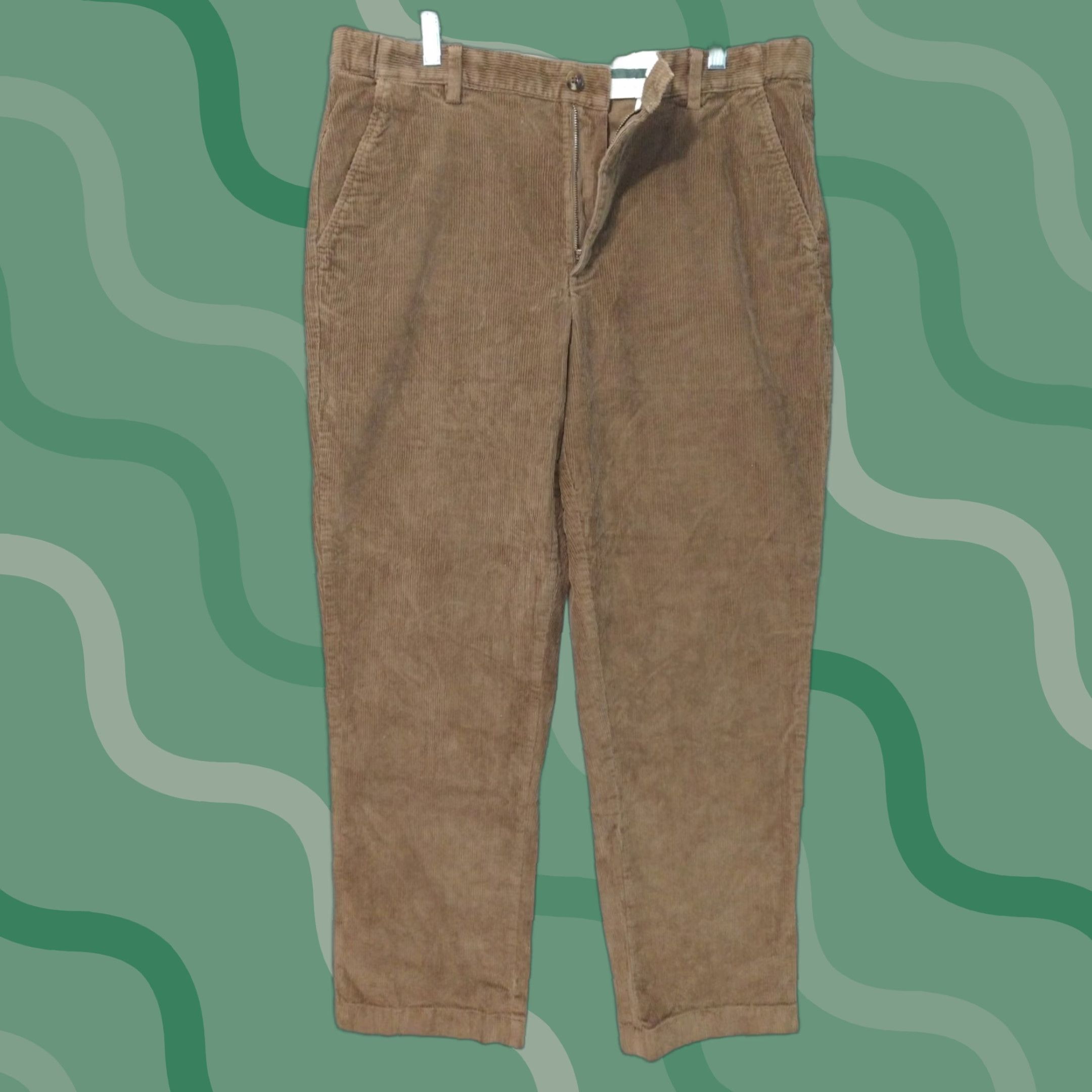 Vintage LL Bean Pants Mens 37x32 Flat Front Brown Corduroy Cotton Stretch Comfort Waist Size US 37 - 1 Thumbnail