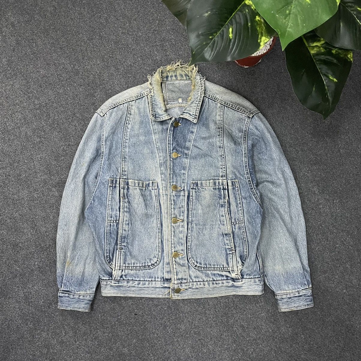 Vintage Vintage Distressed Denim Jacket Scovill Button Size US L / EU 52-54 / 3 - 1 Thumbnail