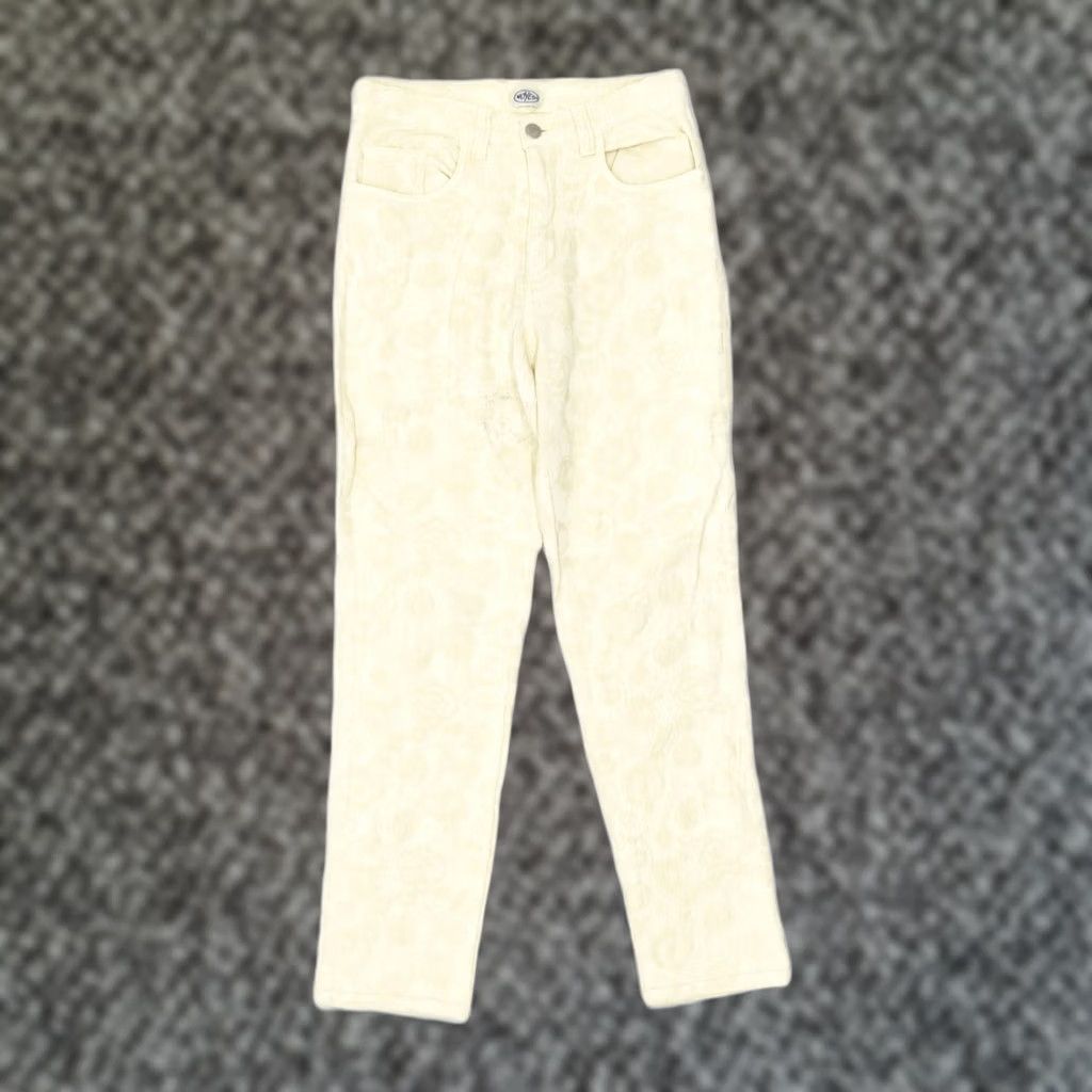 Vintage VINTAGE Womens Floral Cotton Casual Straight Trousers W28 L28 Beige Size 28" / US 6 / IT 42 - 1 Thumbnail