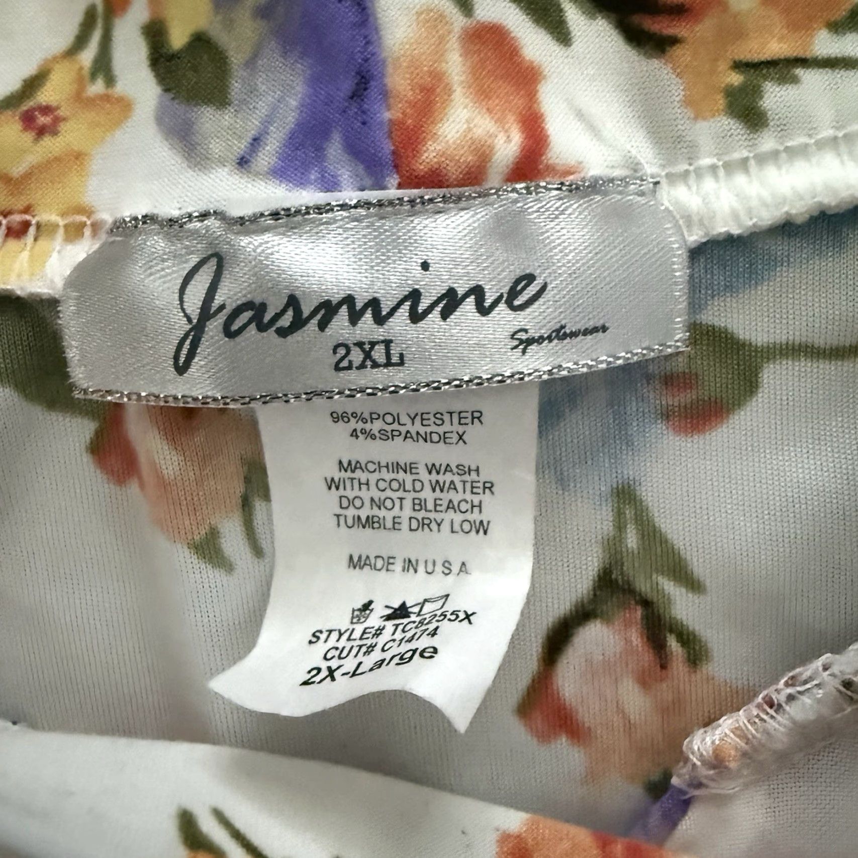 Vintage Jasmine Sleeveless Top Womens 2XL Floral Print Keyhole Lace-Up Boho Tank Top Size XXL / US 16-18 / IT 52-54 - 2 Thumbnail