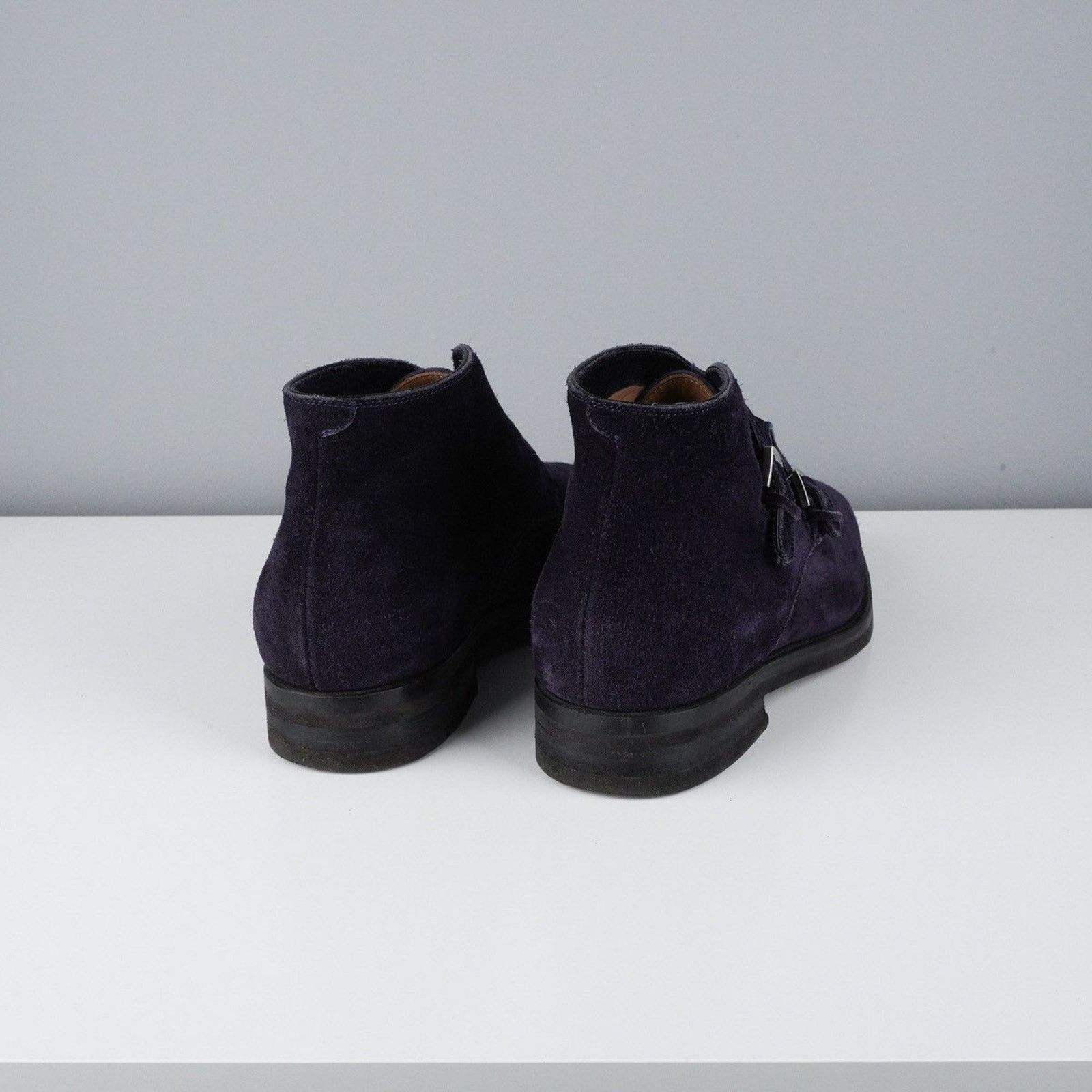 Kiton Kiton doble buckle dark blue suede leather boots shoes Size US 7 / EU 40 - 4 Thumbnail