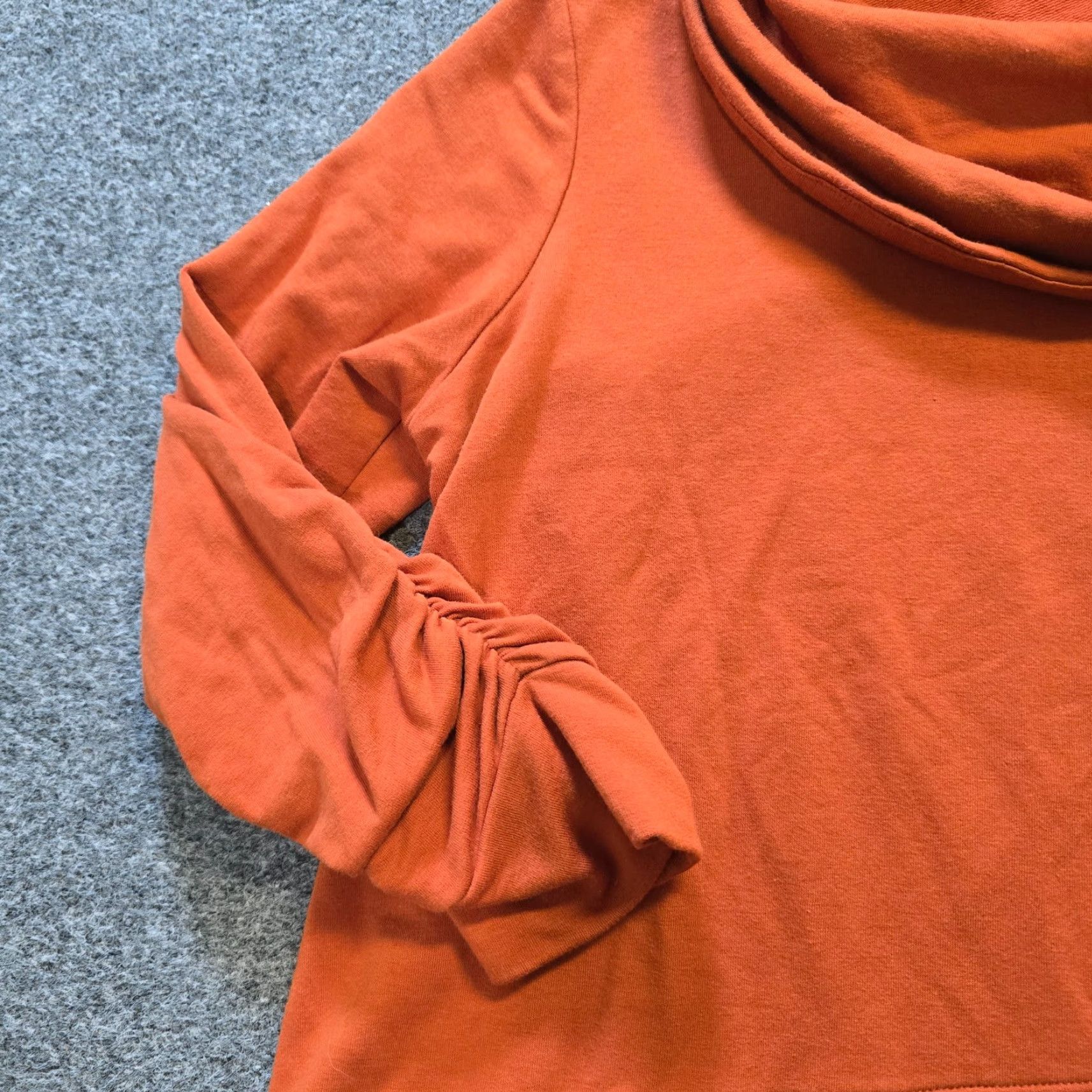 Vintage Ali Miles Top Womens Medium Orange Cowl Neck Stretch Casual Blouse Shirt Knit 3/4 Sleeve Regular Popular Size M / US 6-8 / IT 42-44 - 3 Thumbnail