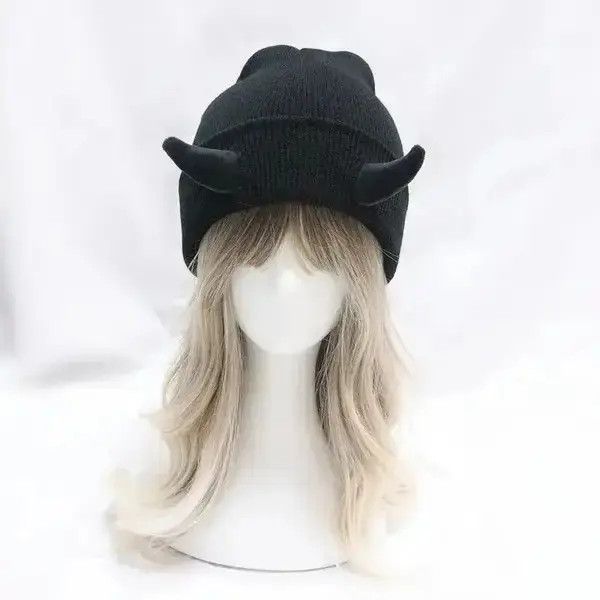 Japanese Brand Devil Horn Hat Halloween Soft Knitted Beanie Size ONE SIZE - 4 Thumbnail