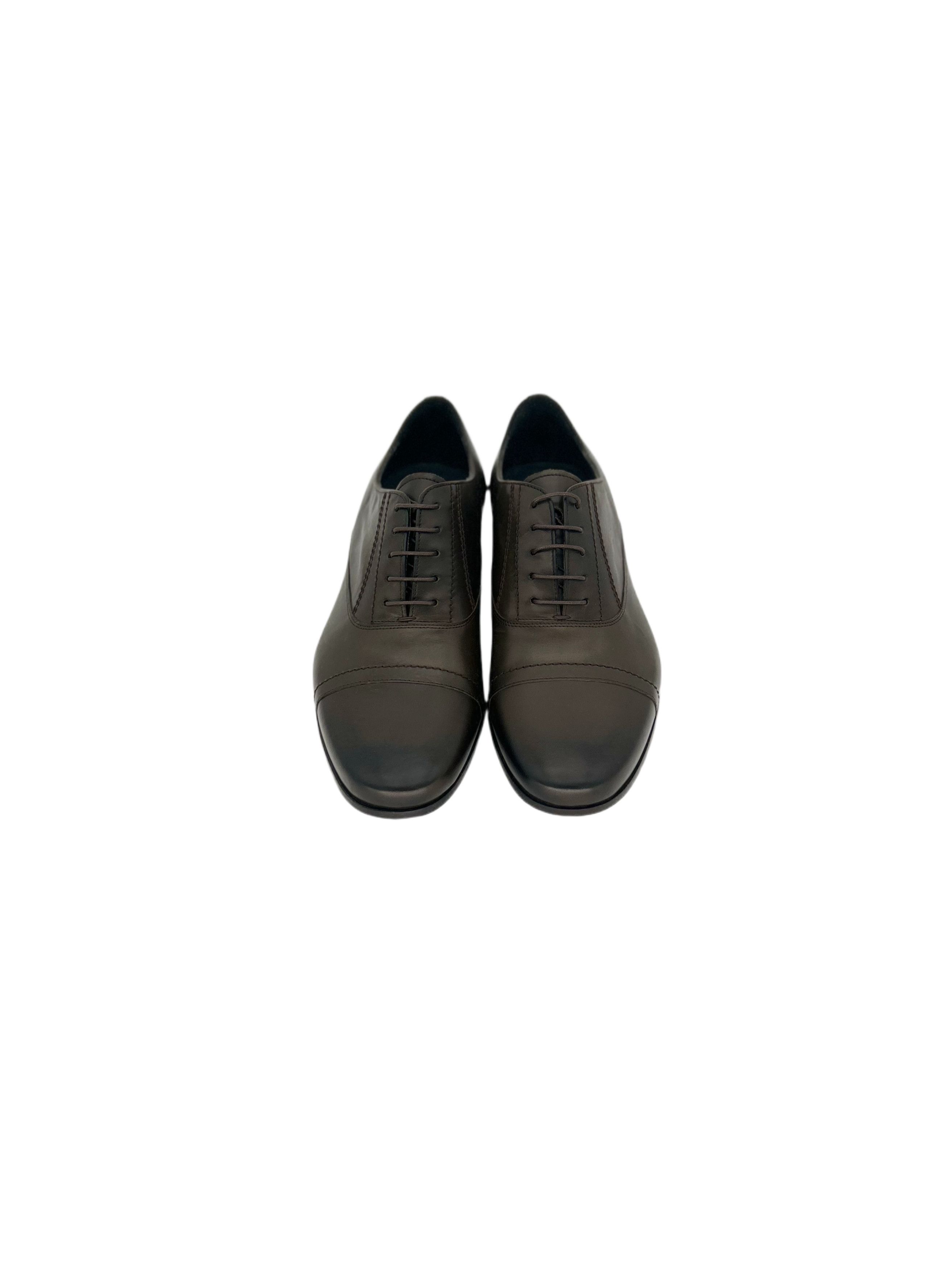 Lanvin Lanvin Khaki Burnished Leather Oxford Shoes Size US 7 / EU 40 - 3 Thumbnail
