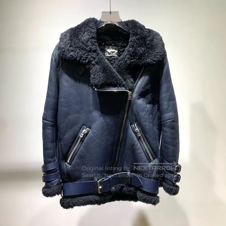 Acne Studios Acne Studios Black Leather and Fur Pilot Jacket Size XXS / US 00 / IT 34 - 1 Thumbnail