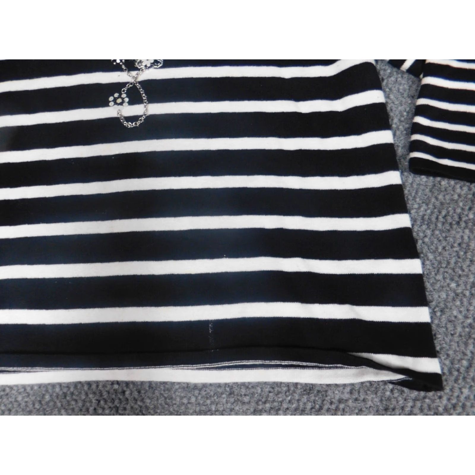 Vintage Alfred Dunner Womens Sweater L Black Striped Round Neck Long Sleeve Raglan Stretch Knit Pullover Size L / US 10 / IT 46 - 4 Thumbnail