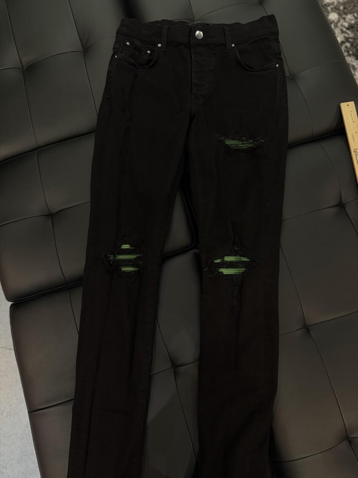 Amiri Size 30 - Amiri Black MX1 Green Patch Jeans 100% Authentic Size US 30 / EU 46 - 2 Thumbnail